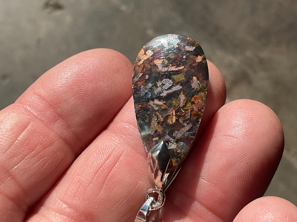 4g Native Copper and Chrysocolla in Chalcedony Pendant 3B
