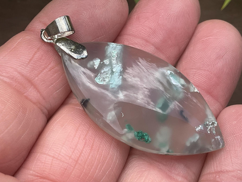 10g Chrysocolla in Chalcedony Pendant 1B