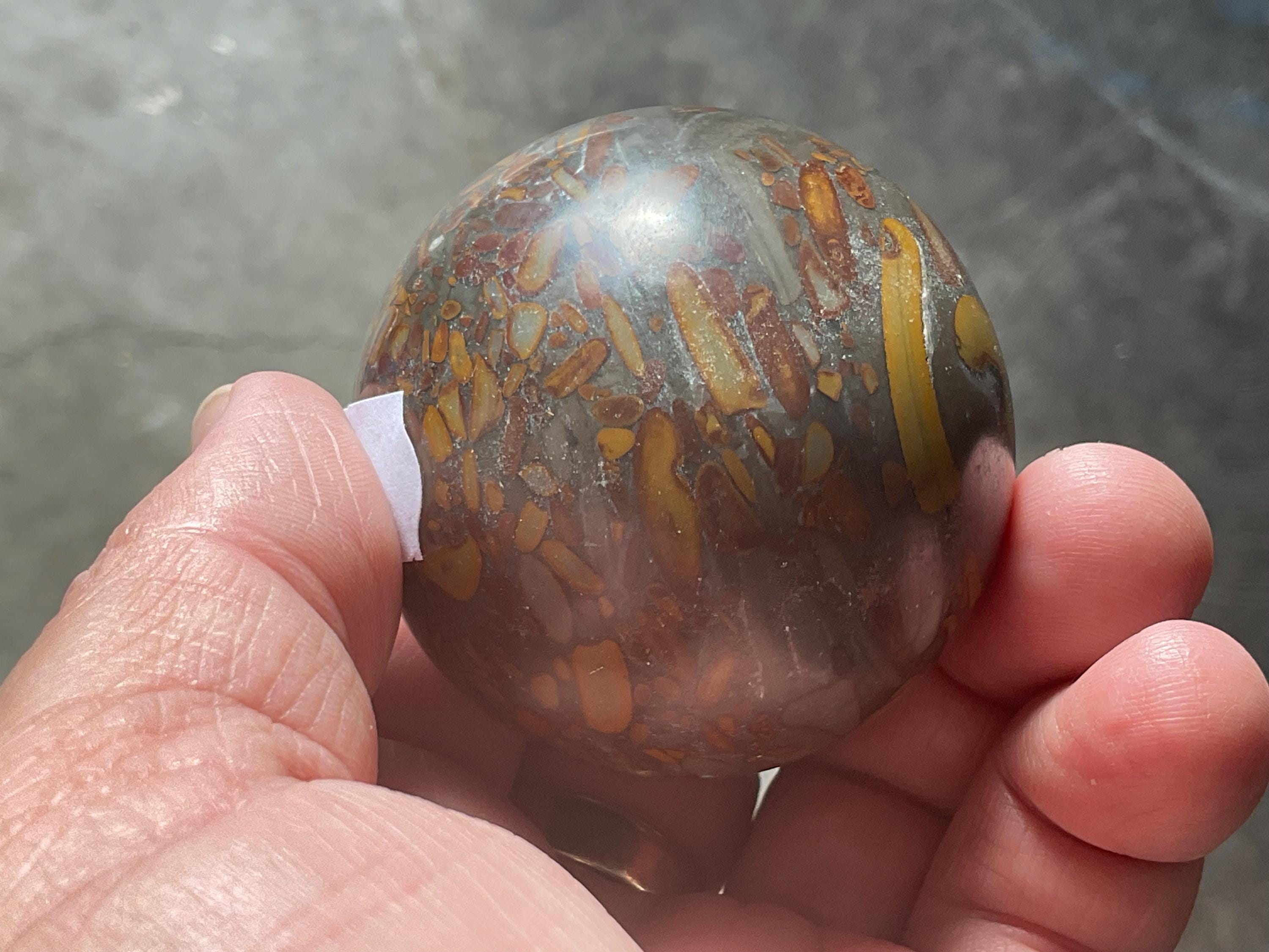 186g Bamboo Jasper Sphere 3A (Perfectly Imperfect)