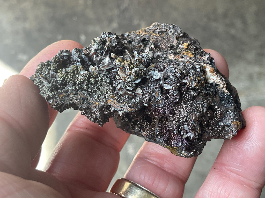 70g Iridescent Goethite/Limonite with Selenite Crystals Specimen 6A from Hubei, China