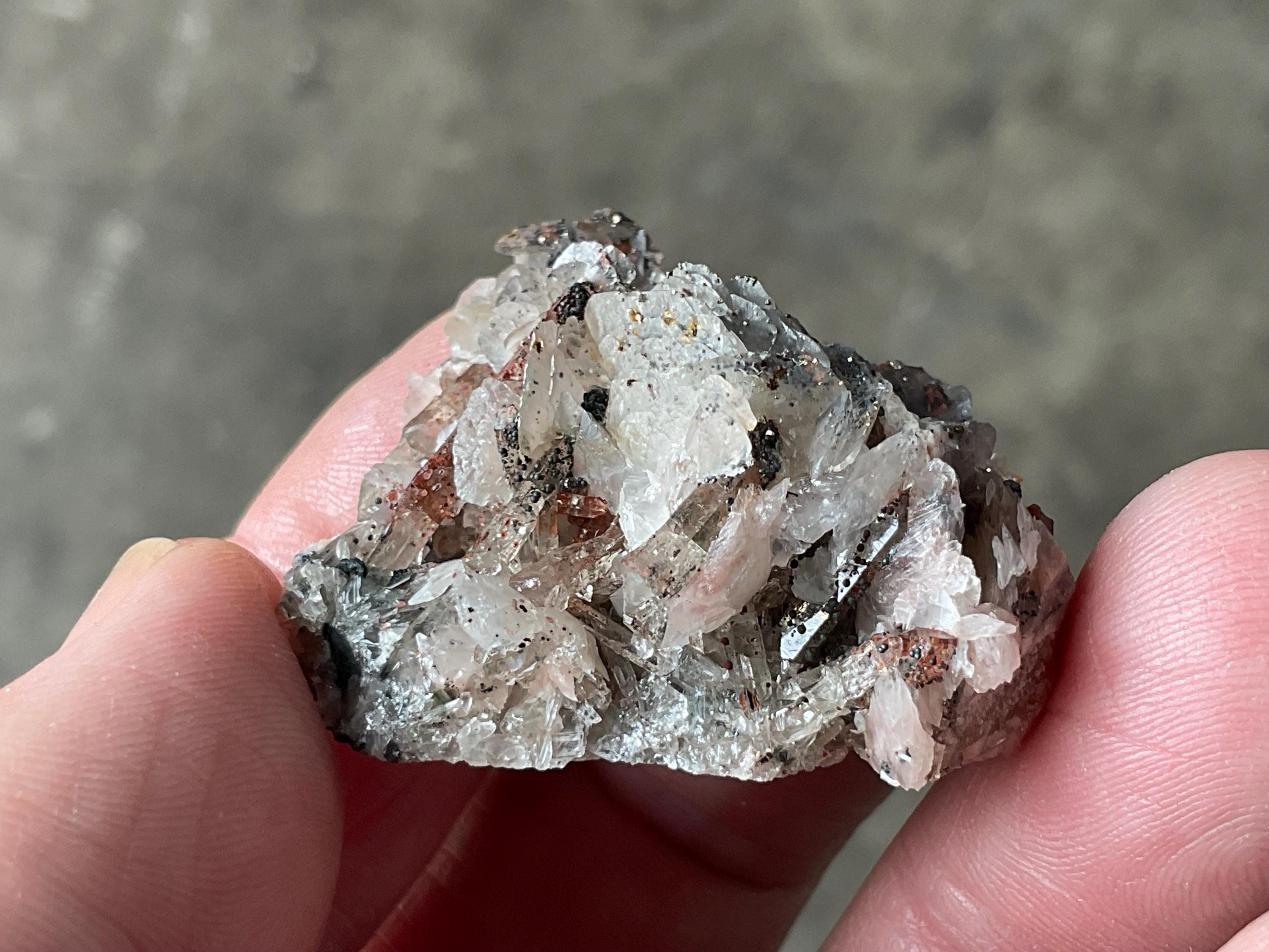 16g Quartz, Hematite, Calcite with Pyrite Cluster A from Fujian, China