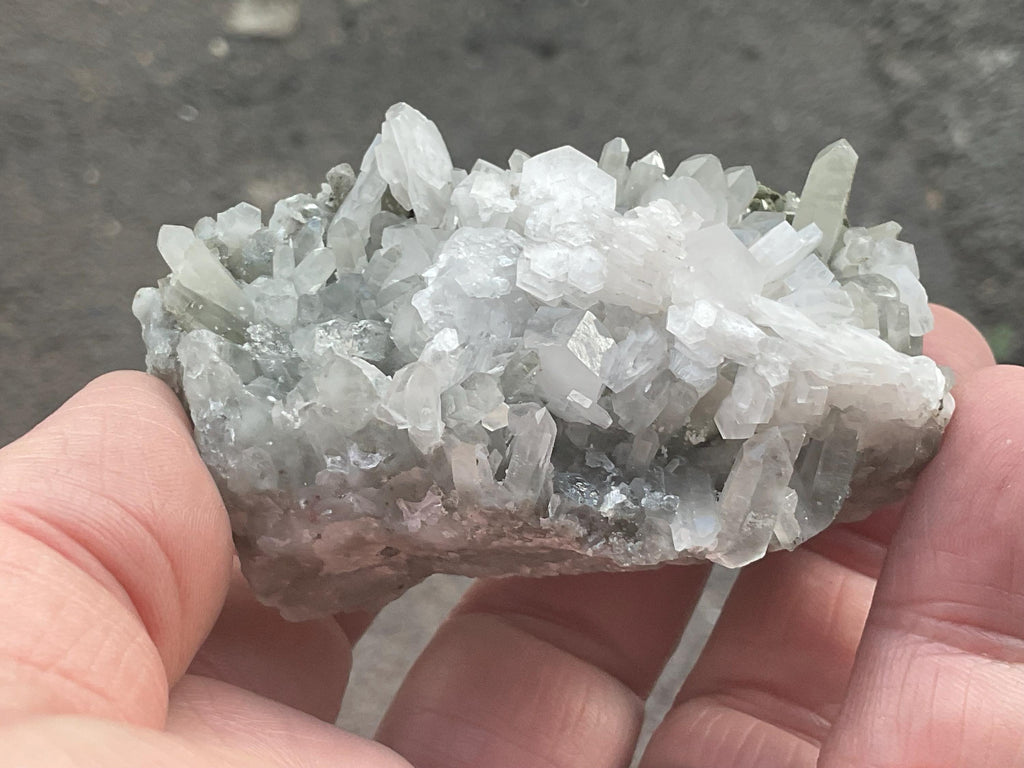 106g Hexagonal Flat Calcite on Chlorite Included Quartz Specimen B