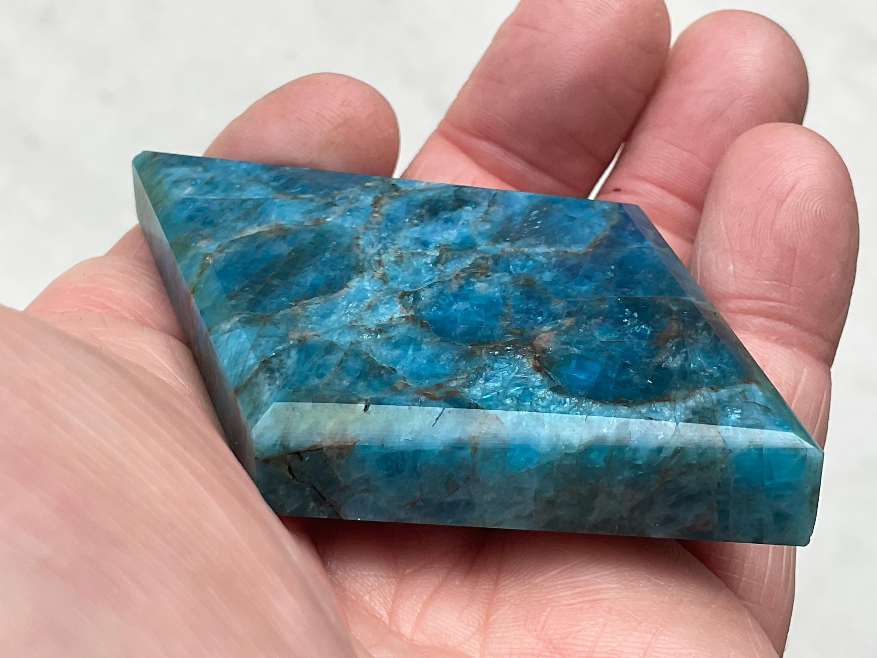 82g Blue Apatite Polished Diamond 2C