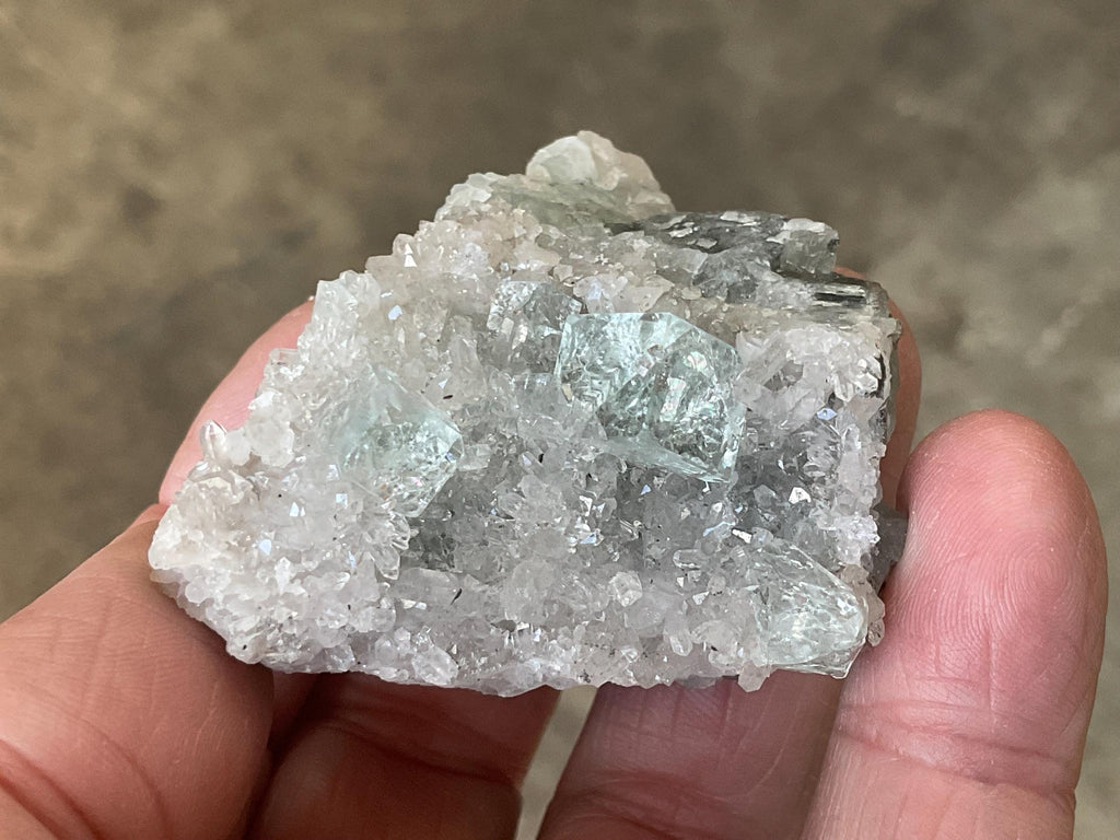 88g Pale Green Cubic Fluorite on Quartz/Fluorite Matrix Specimen A from Hunan, China