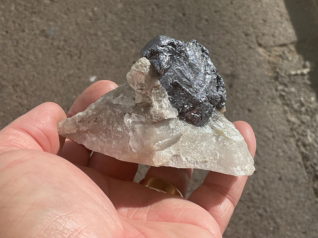 210g Base Cut Australian Molybdenite on Quartz Specimen