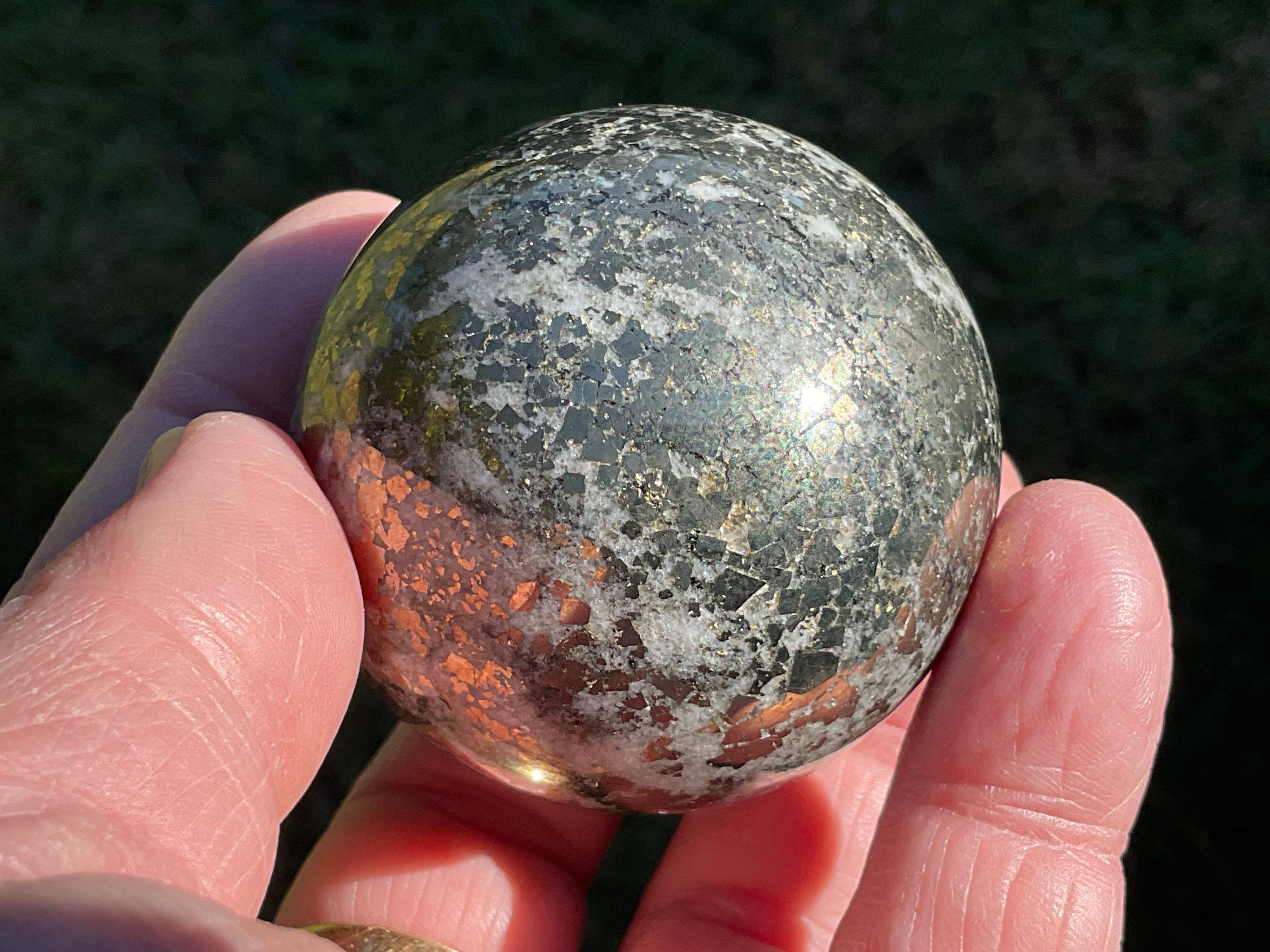 246g Cubic Pyrite in Quartz Sphere A