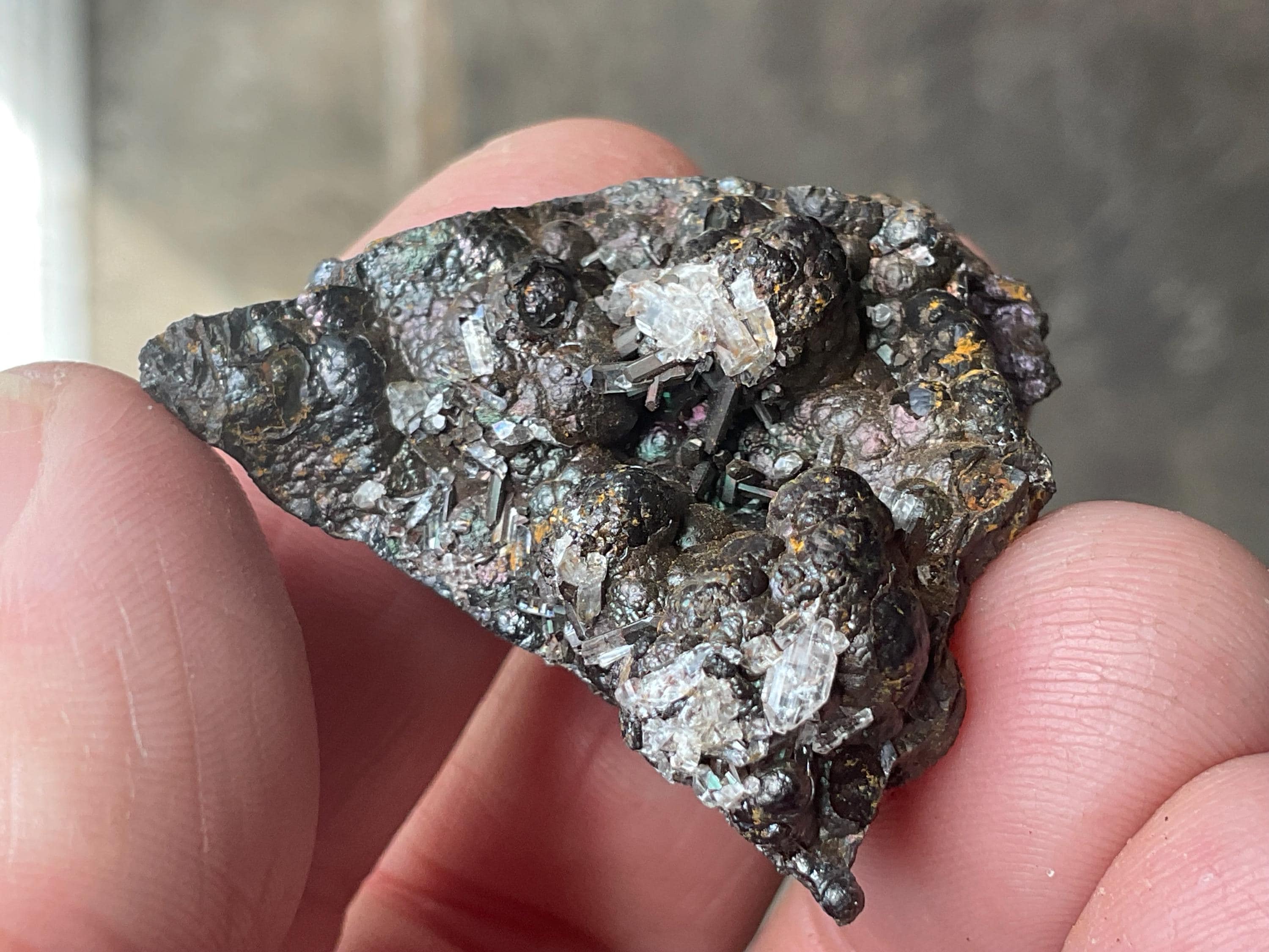 18g Iridescent Goethite/Limonite with Selenite Crystals Specimen 2B from Hubei, China