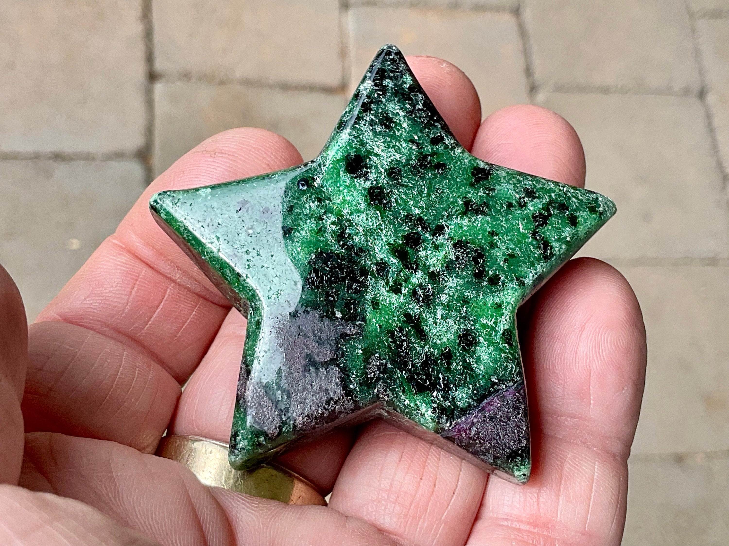 70g Ruby in Zoisite Polished Star 1B