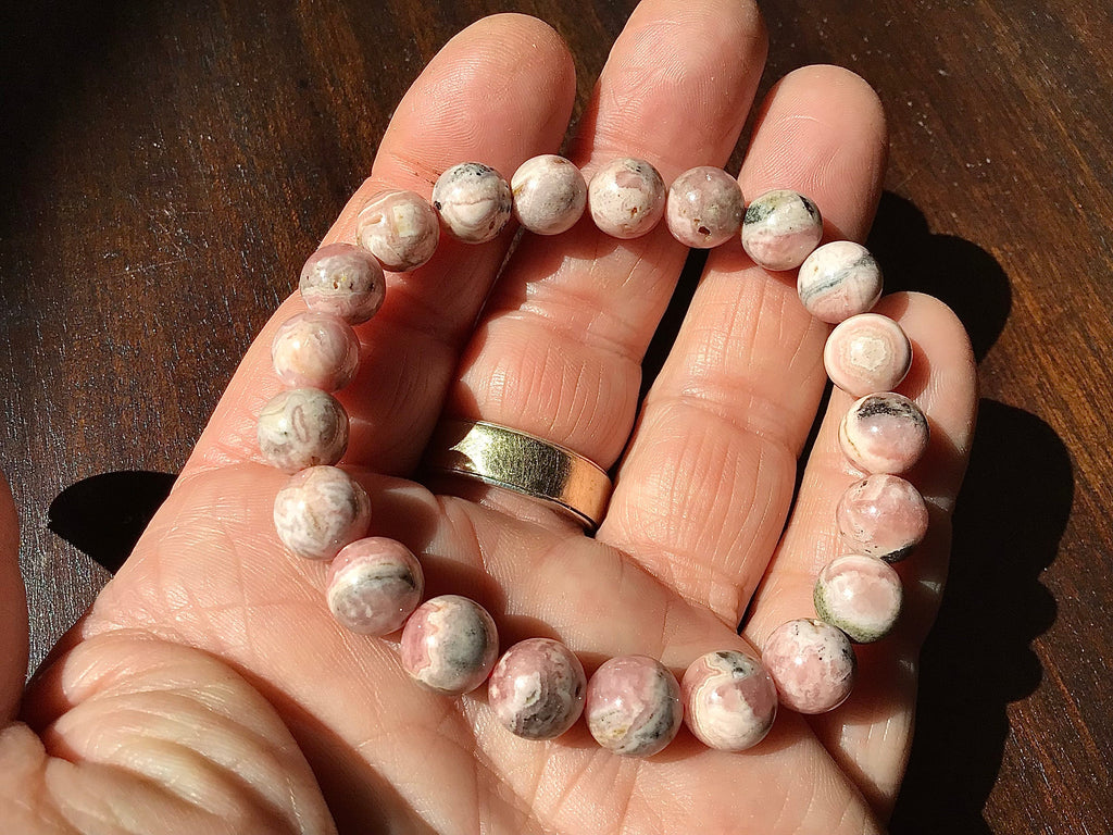 8mm Rhodochrosite Bead Bracelet (21 beads) C