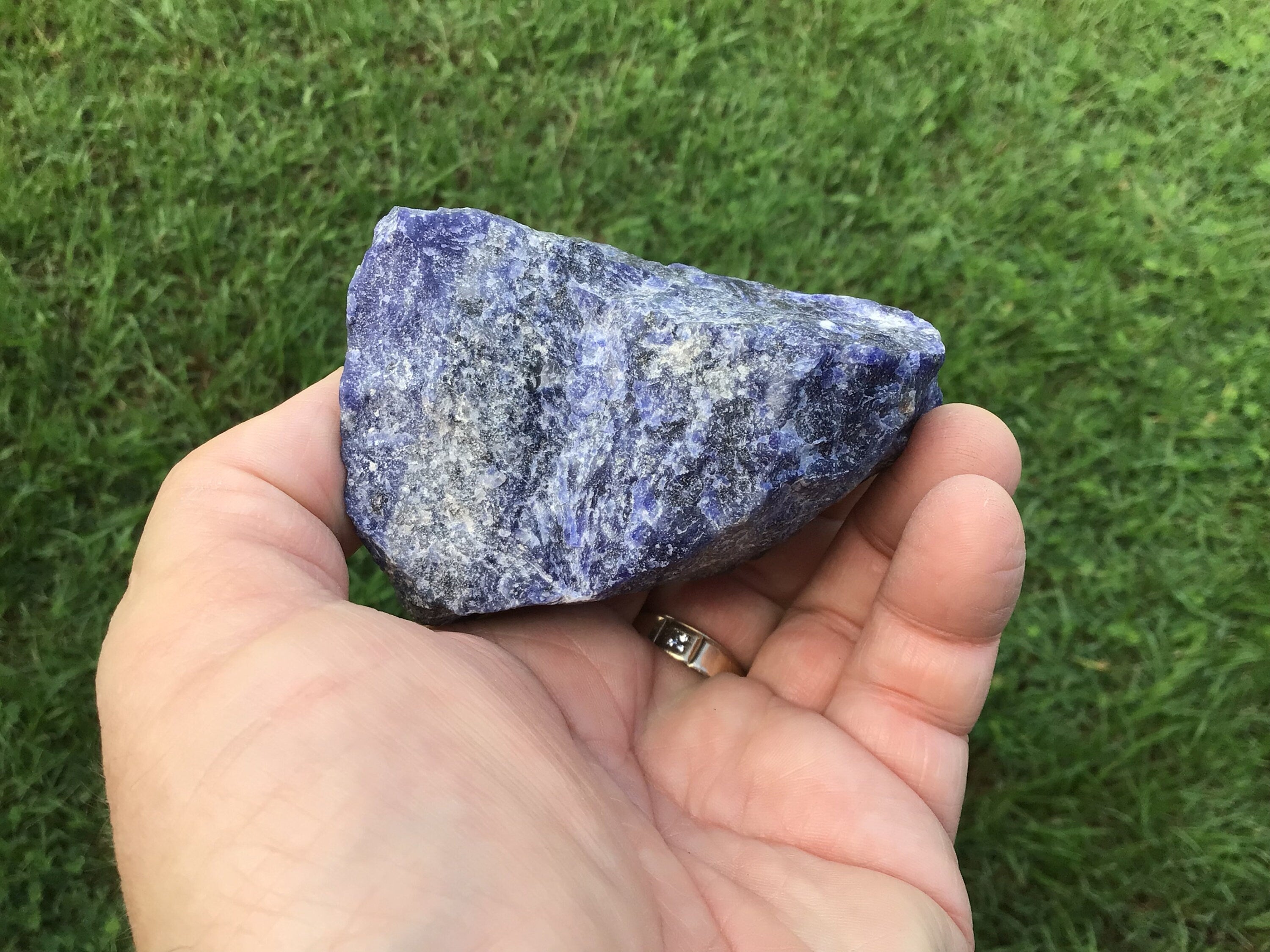 216g Sodalite with Graphite One Side Polished 2C