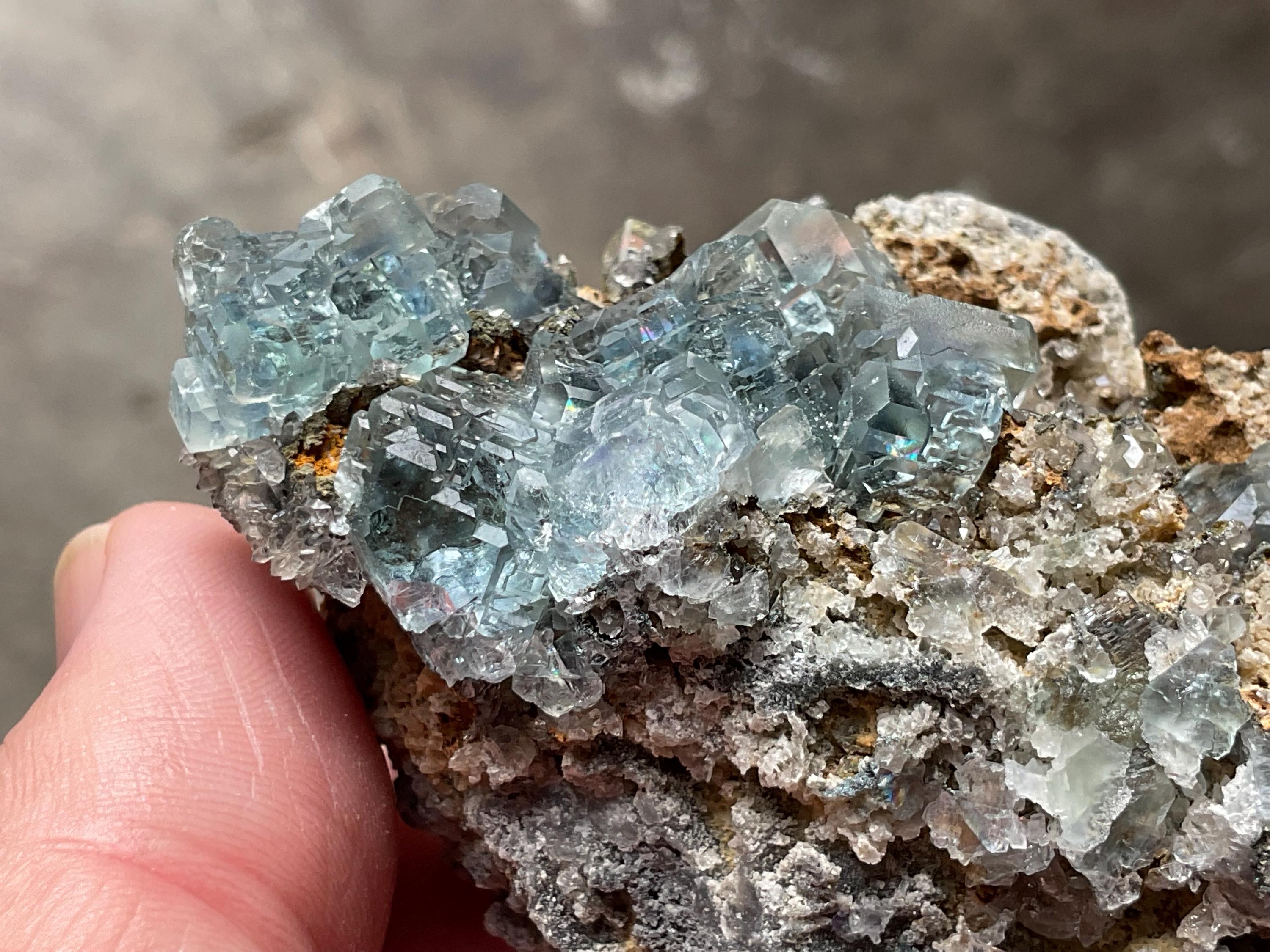 130g Blue/Green Fluorite on Quartz/Sphalerite Specimen 2A from Fujian, China