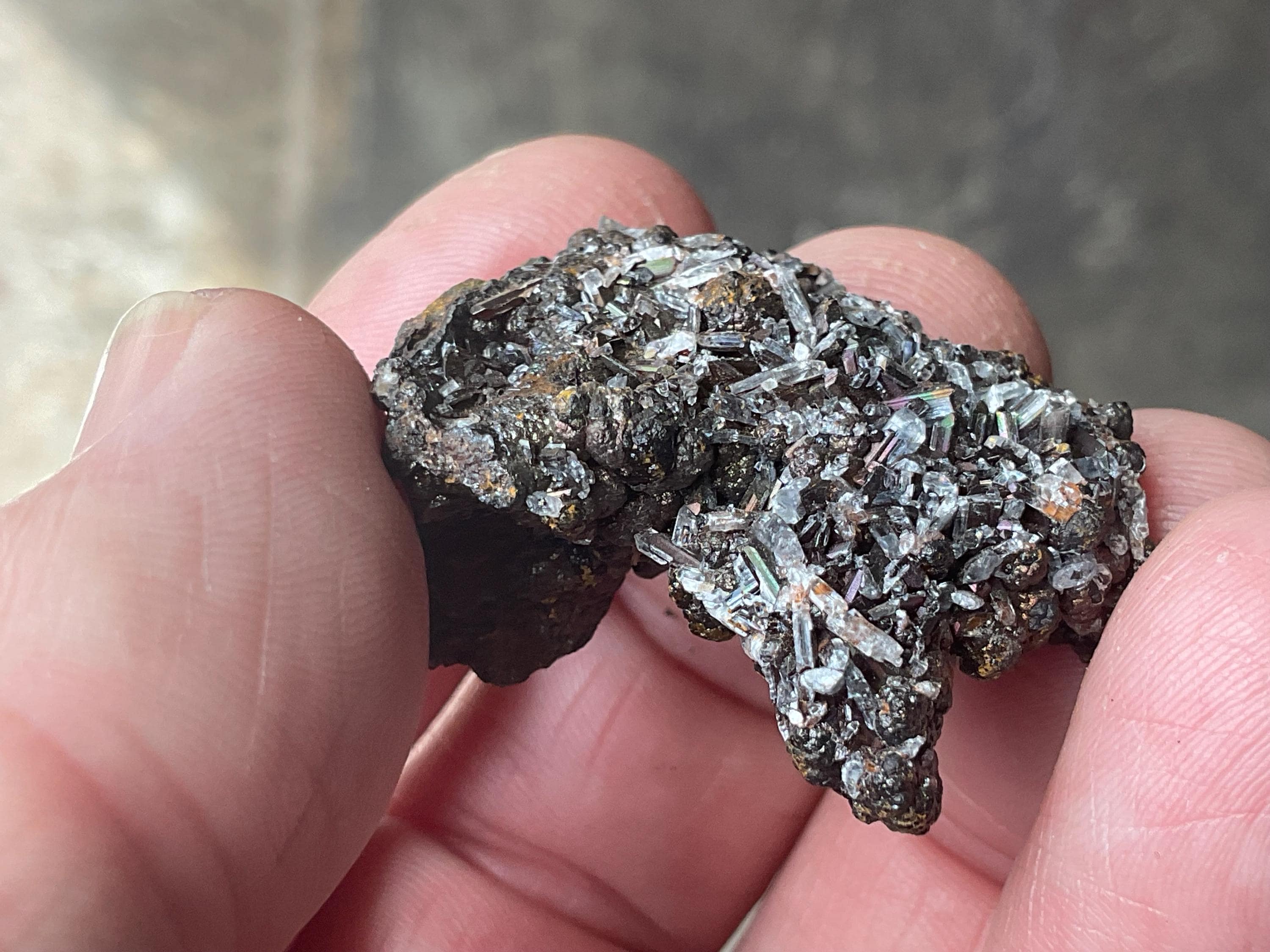 16g Iridescent Goethite/Limonite with Selenite Crystals Specimen 2A from Hubei, China