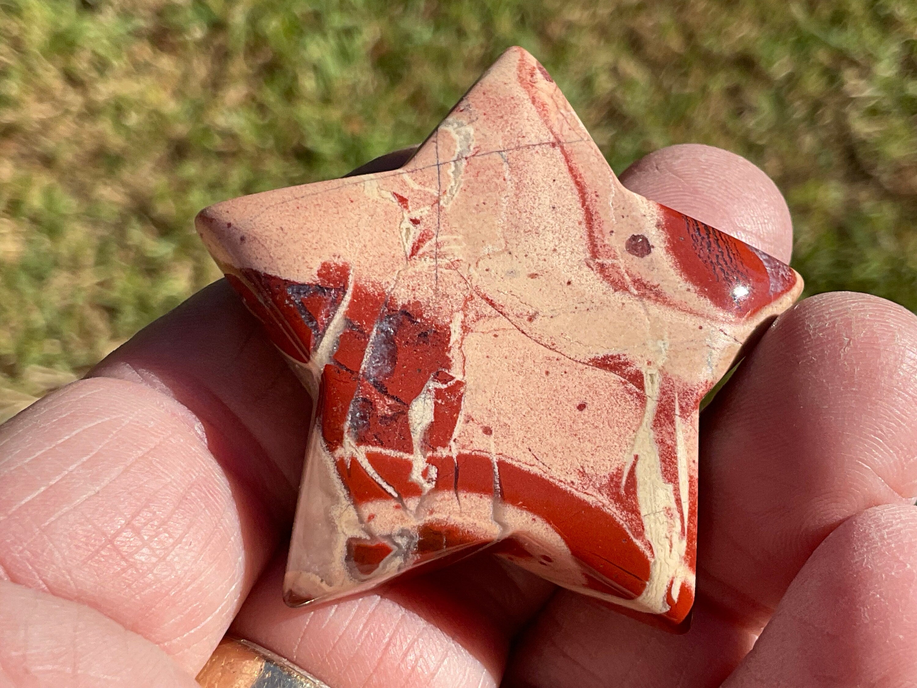 37g Brecciated Red Jasper with Chalcedony Star 2A