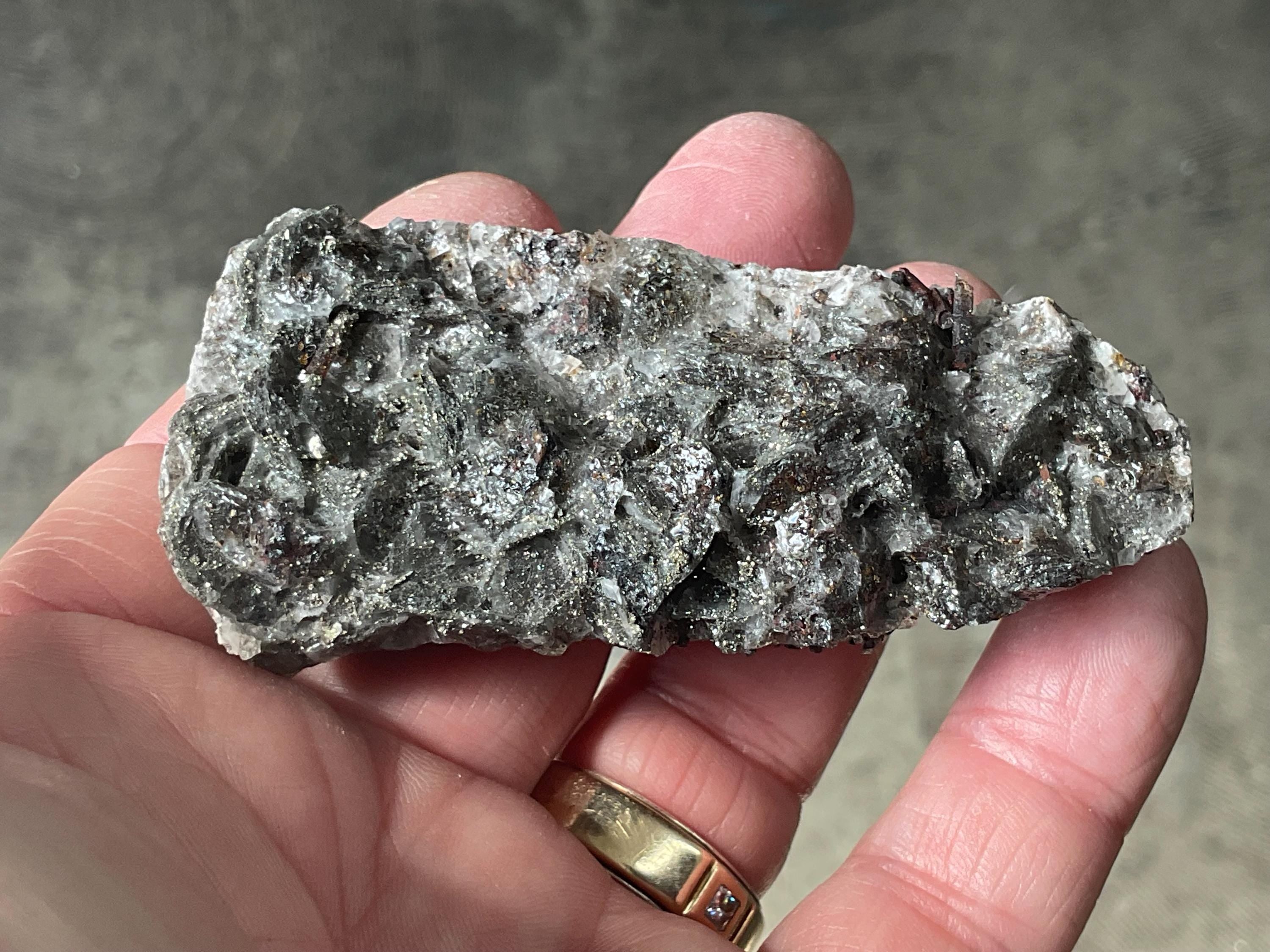 94g Pyrite encrusted Calcite on Limonite Quartz Specimen 3B from Fujian, China