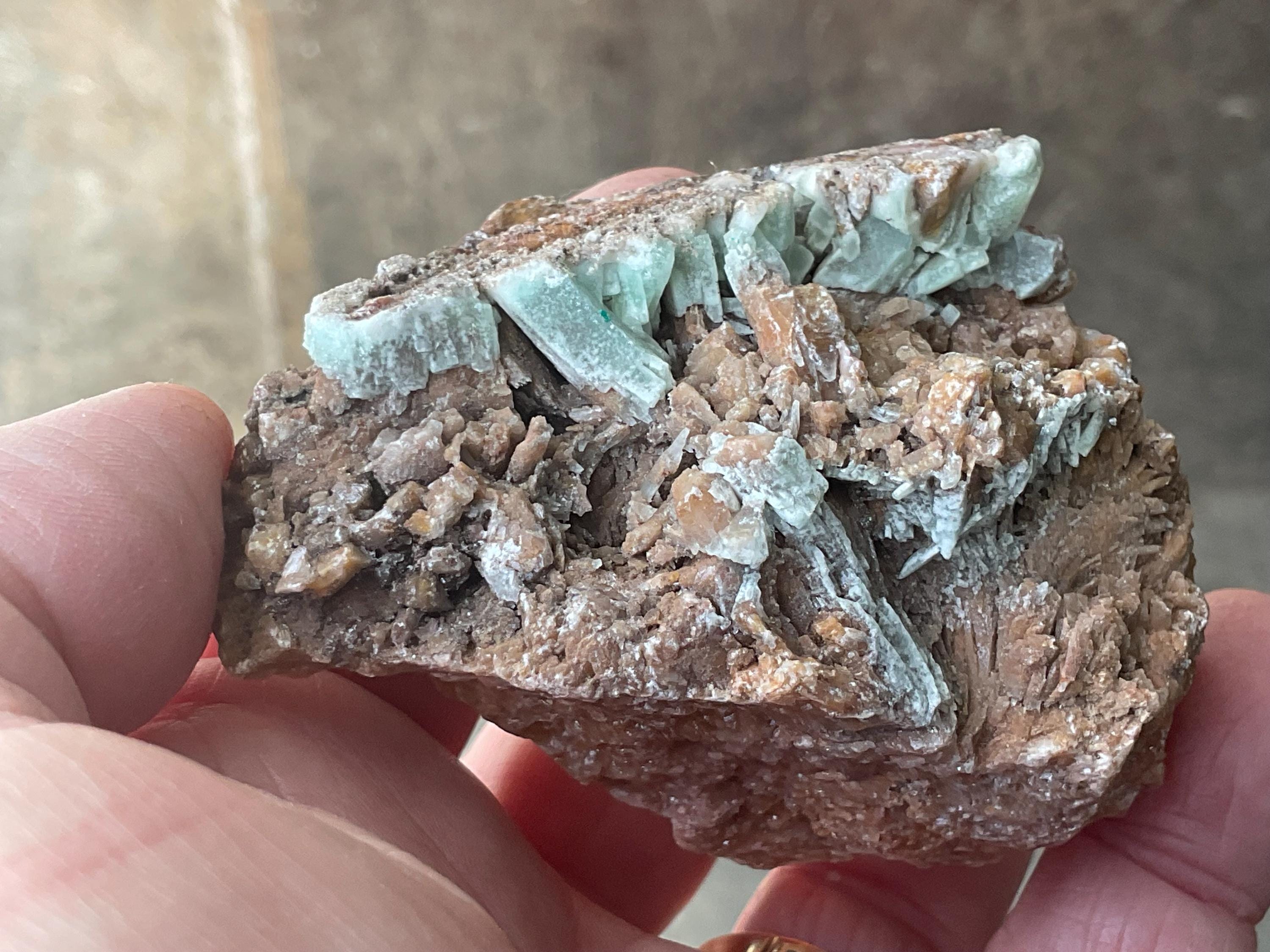 290g Malachite and Selenite on Dolomite Matrix Specimen 2A from Morocco