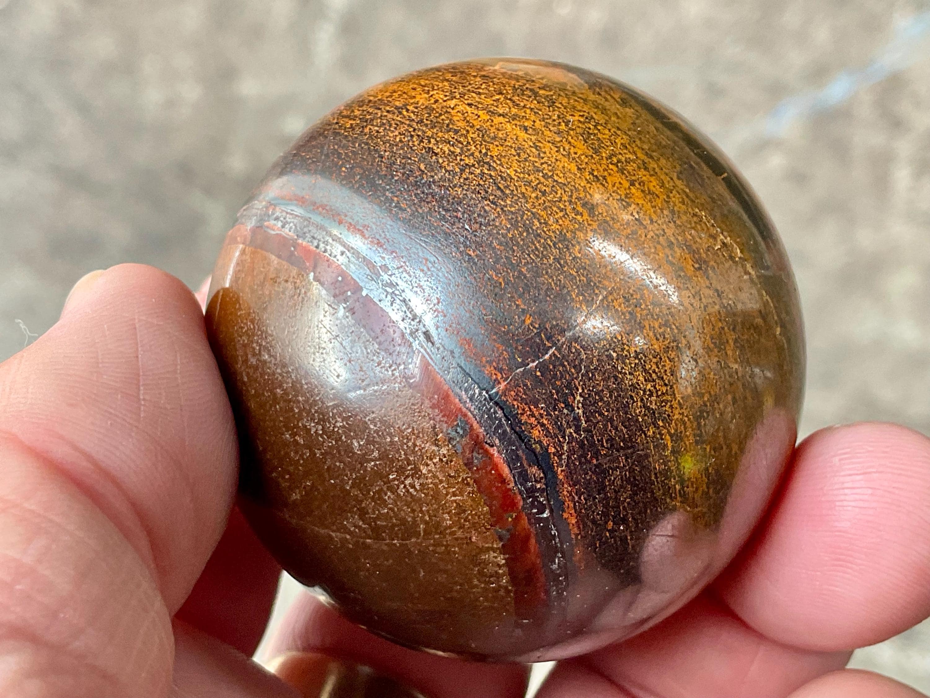 200g Tiger Iron Sphere 3A