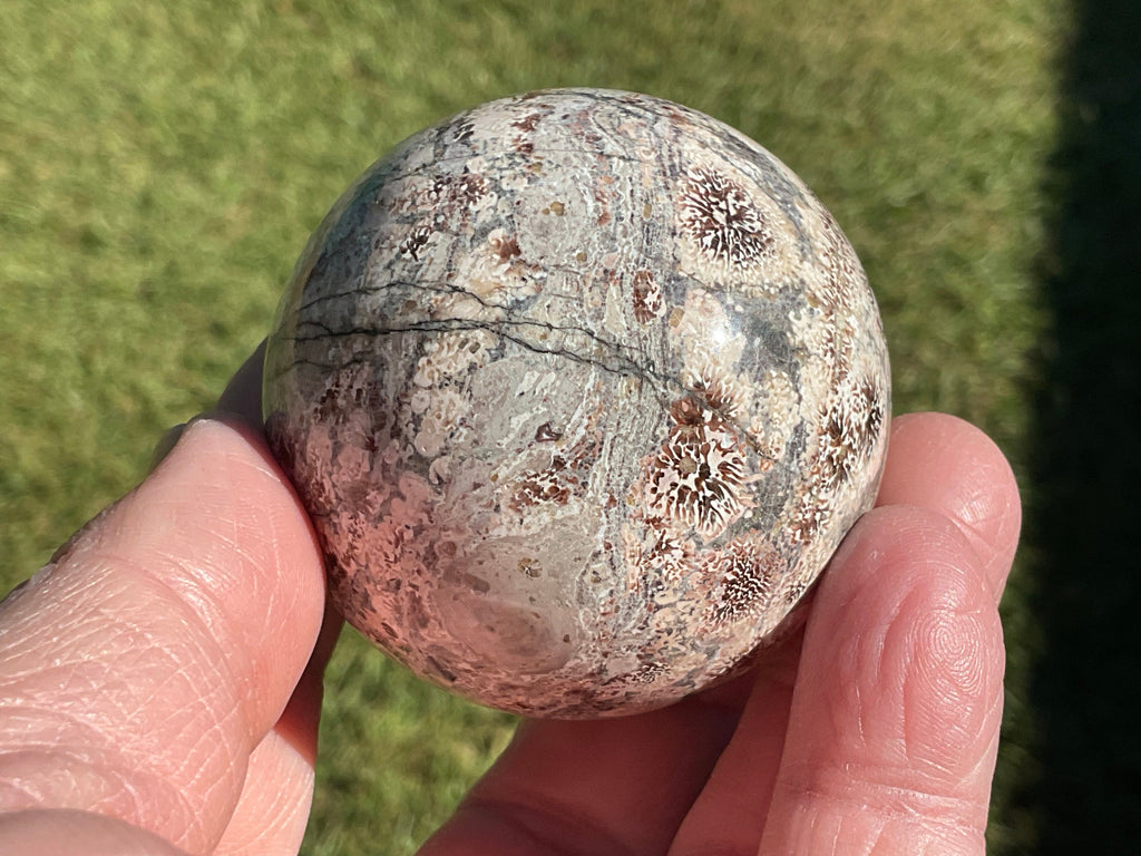 202g Green Cherry Blossom Jasper Sphere 5A