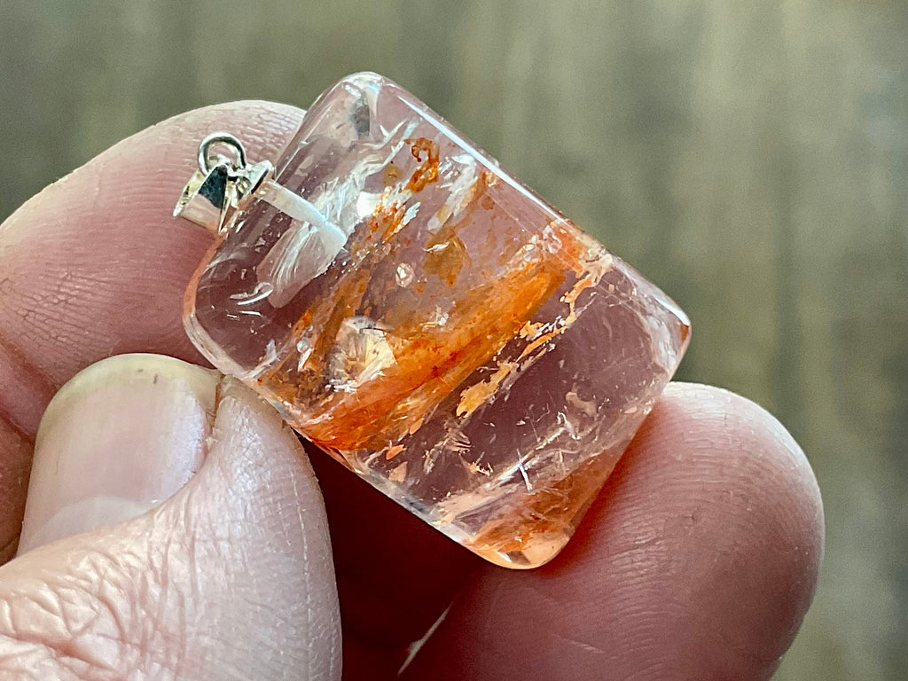 Fire Quartz Pillow Cabochon Pendant 2A