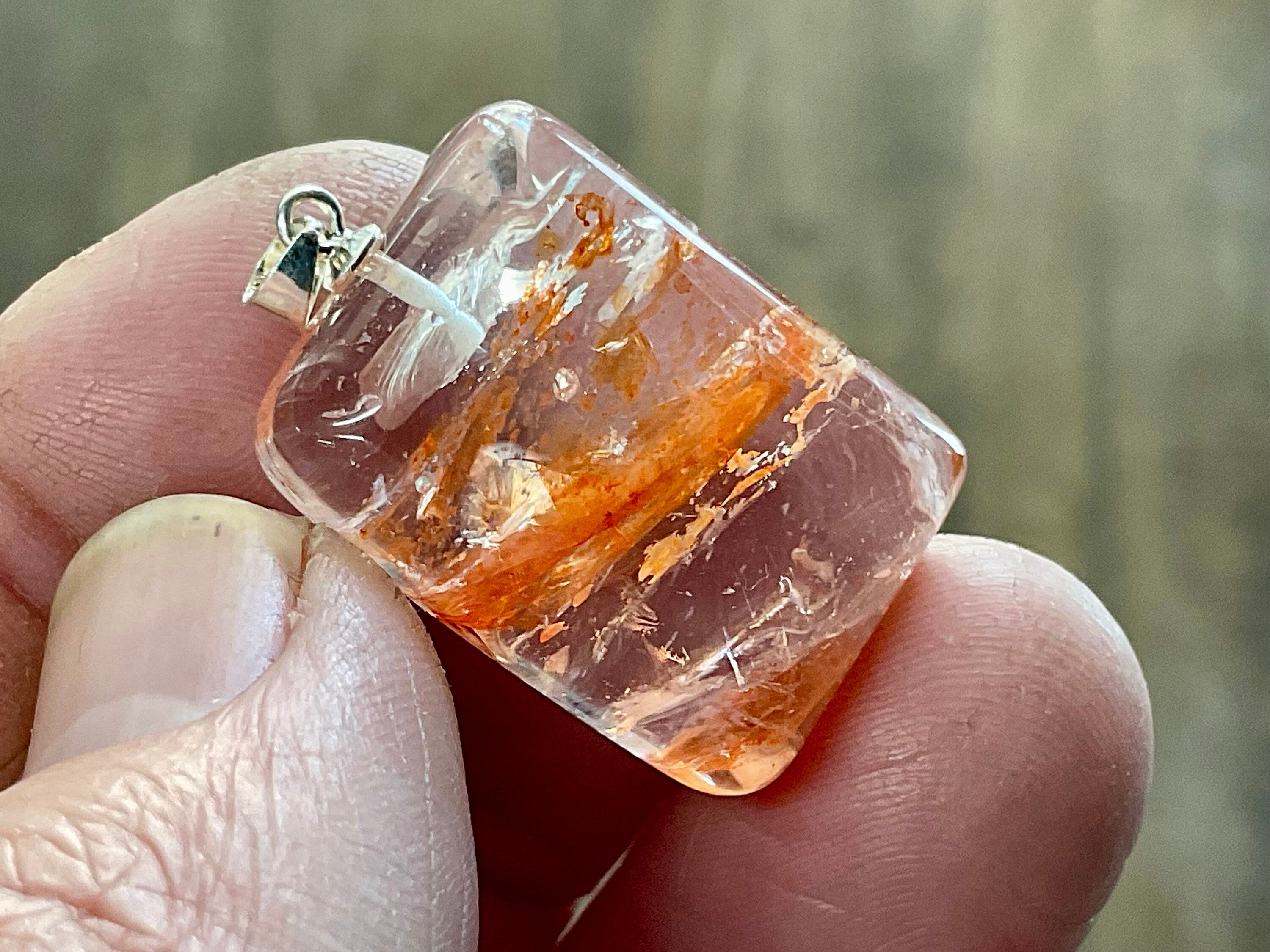 Fire Quartz Pillow Cabochon Pendant 2A
