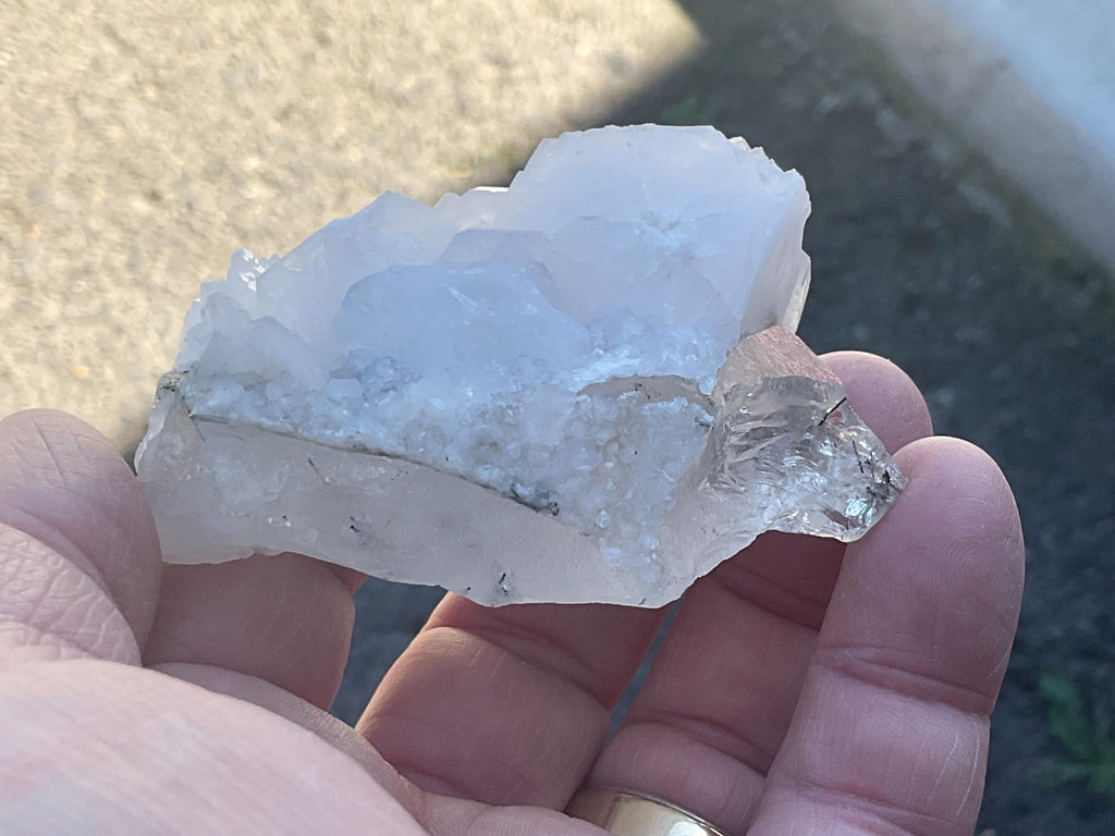 106g Calcite and Black Rutile in Quartz Specimen B from China