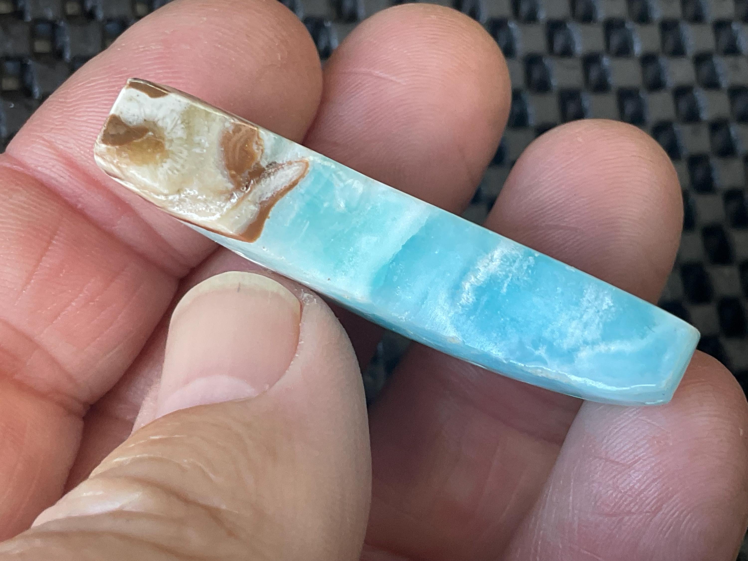 16g “Caribbean Blue” Calcite Crescent Moon
