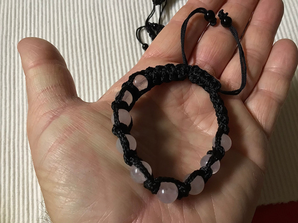Rose Quartz 8mm Bead Adjustable Macramé Bracelet