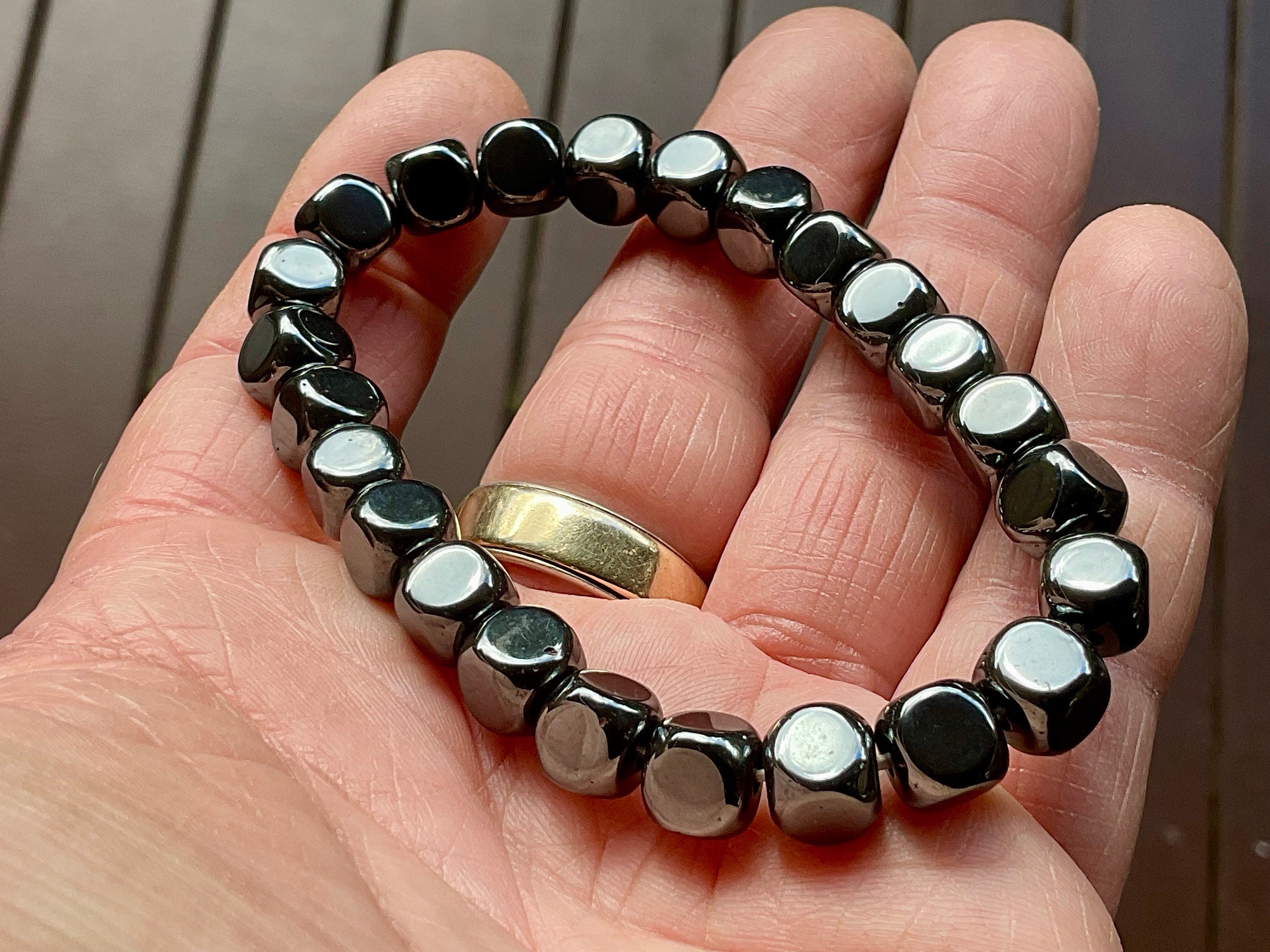 Hematite Cube Shaped Bead Bracelet