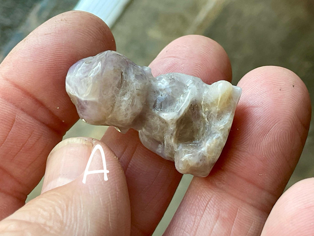 Small Chevron Amethyst Buddha Carving