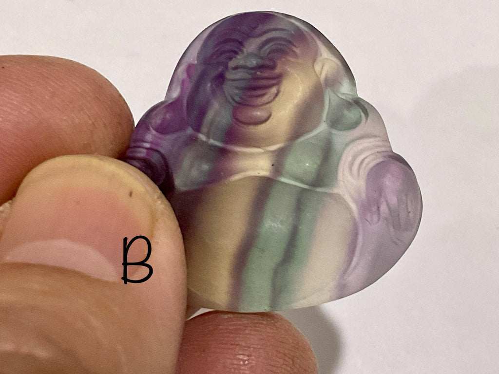 Matt Finish Rainbow Fluorite Buddha Carving Group 1