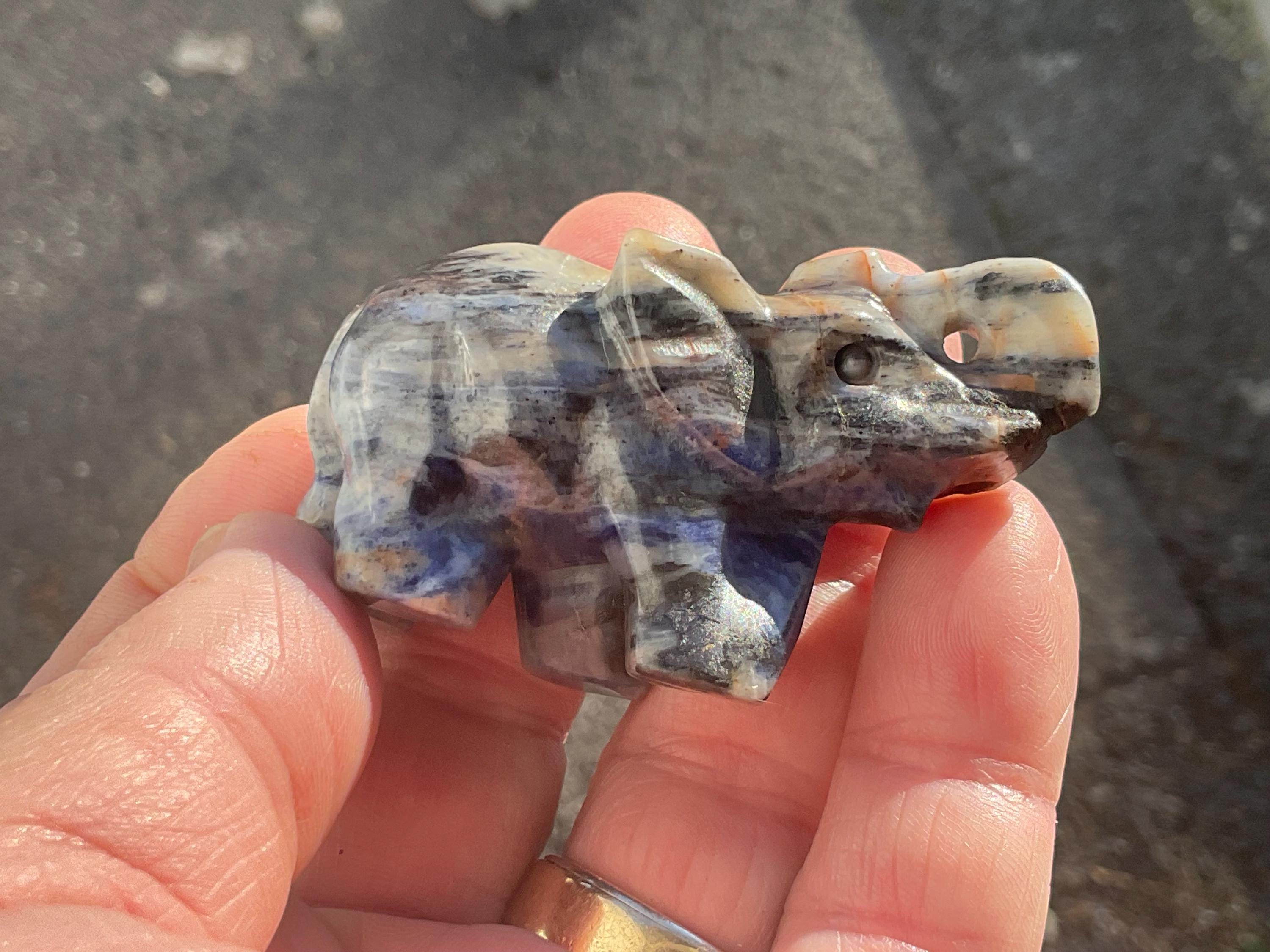 Sodalite Elephant Carving