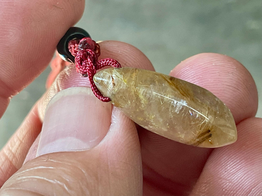 Golden Rutile Teardrop Adjustable Pendant B