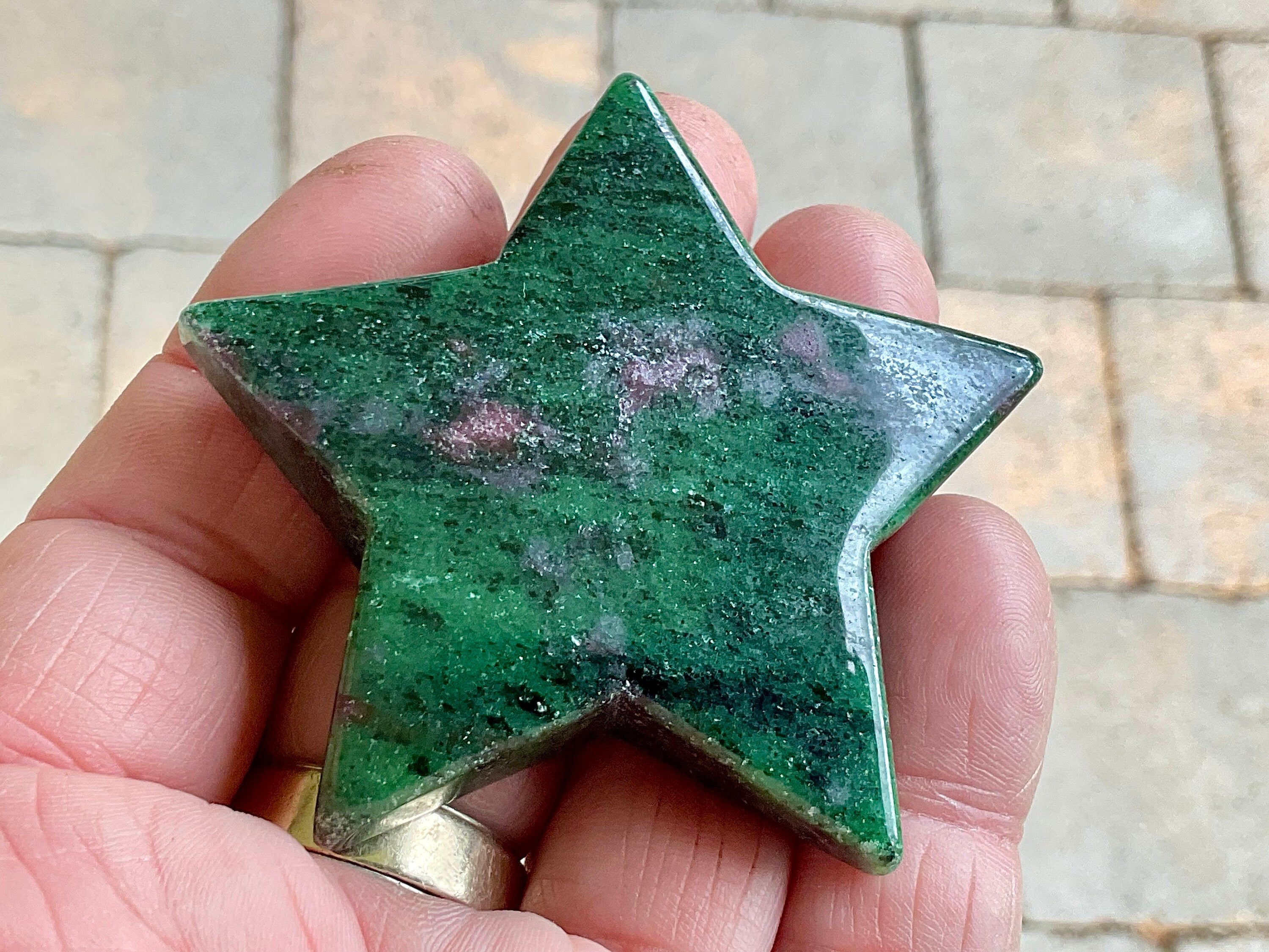 78g Ruby in Zoisite Polished Star 2D