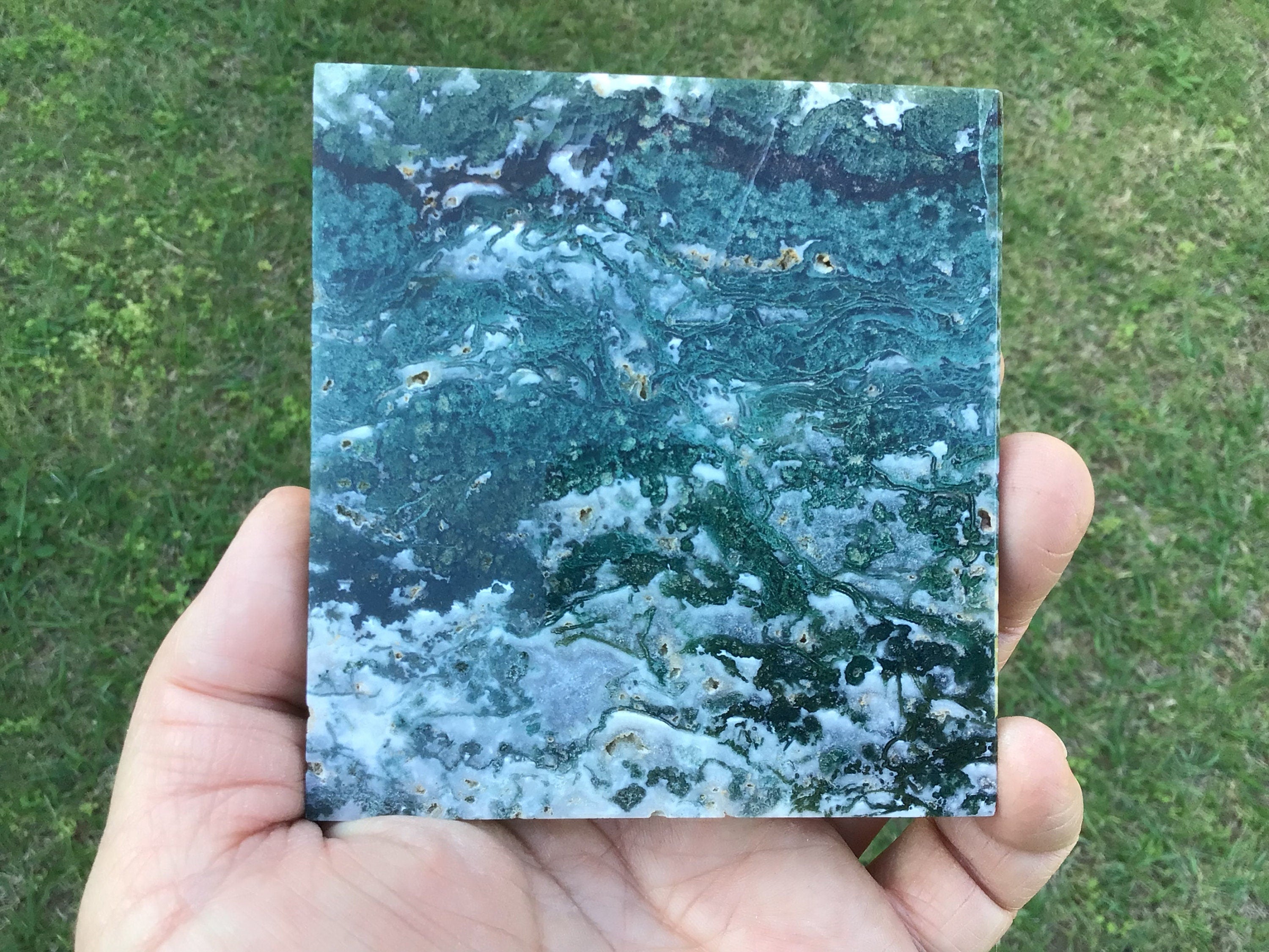 215g Moss Agate Polished Slice 4B