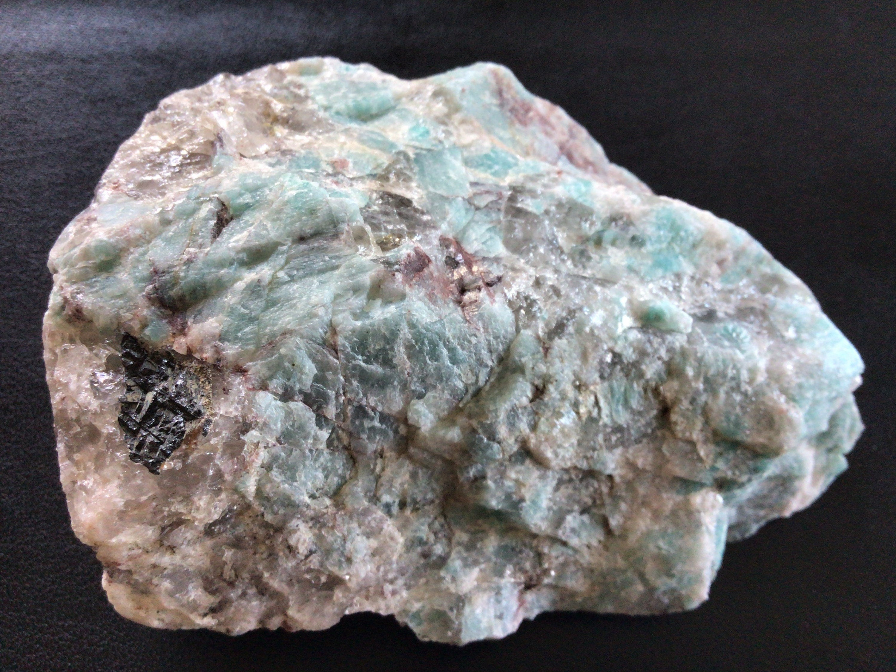 300g Amazonite Rough Chunk with Red Hematite Staining 1A