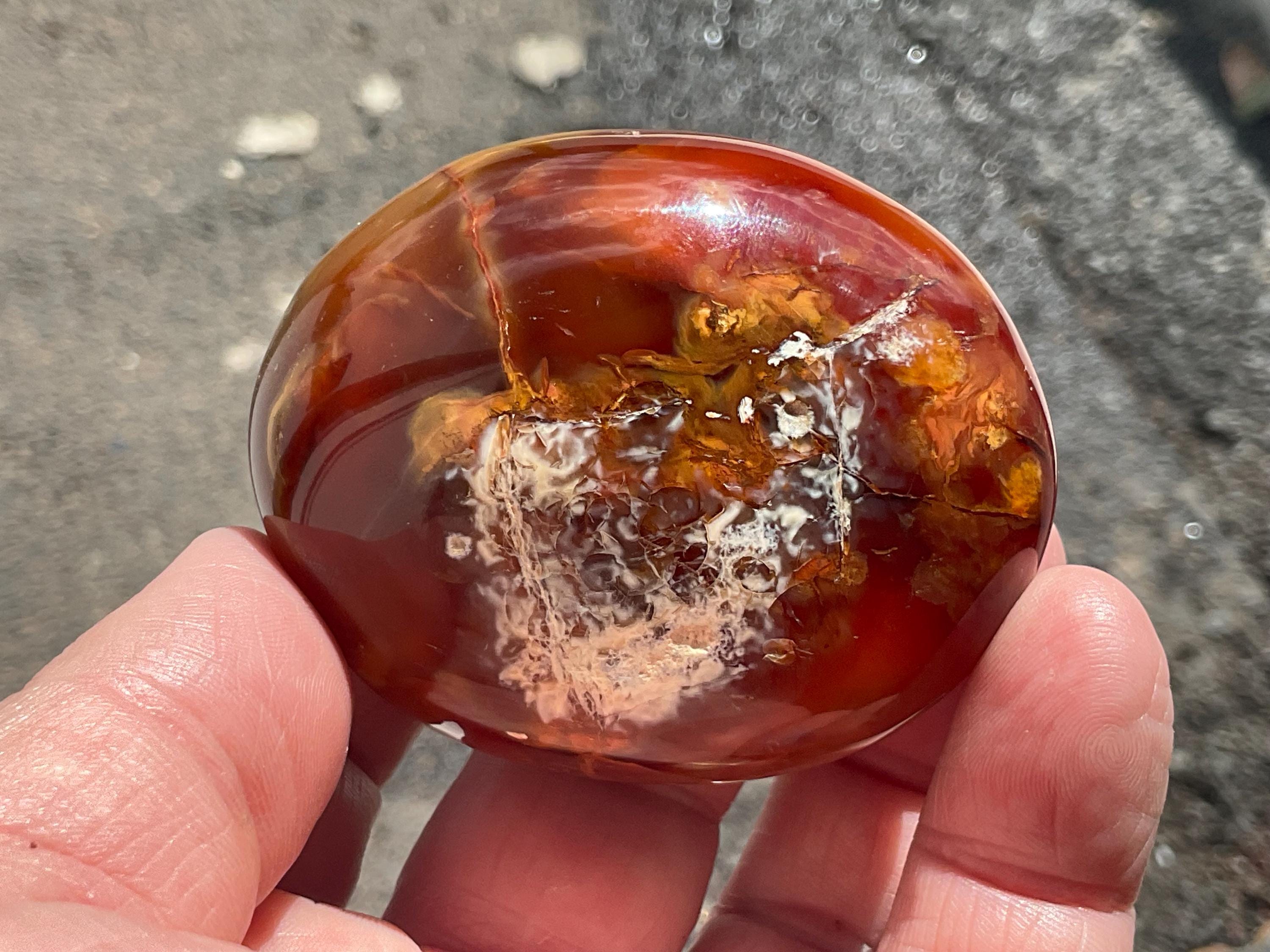 142g Carnelian Orca Agate Palmstone 5B