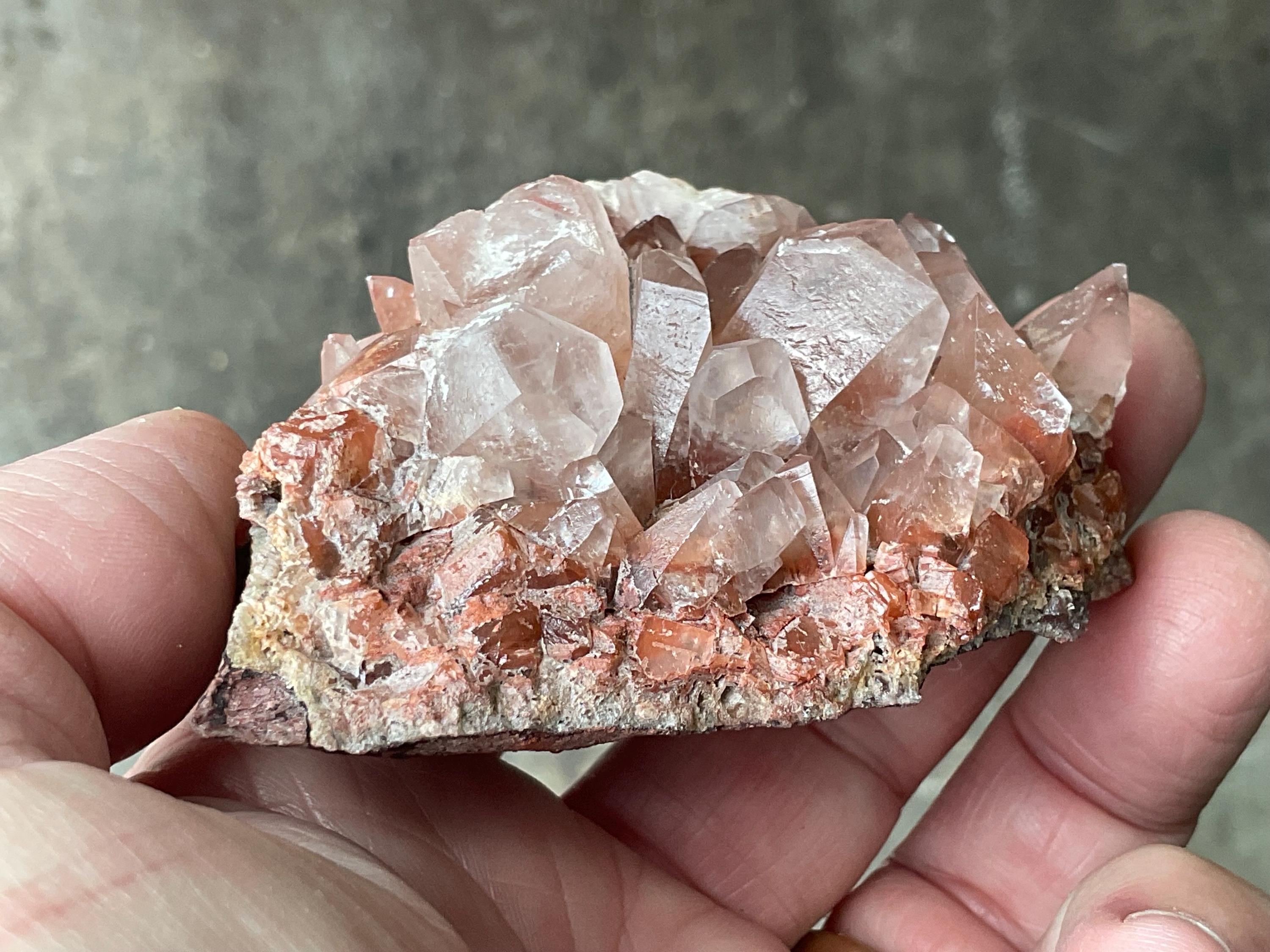 144g Blocky Calcite on Hematite Quartzite Specimen 1B from Hubei, China
