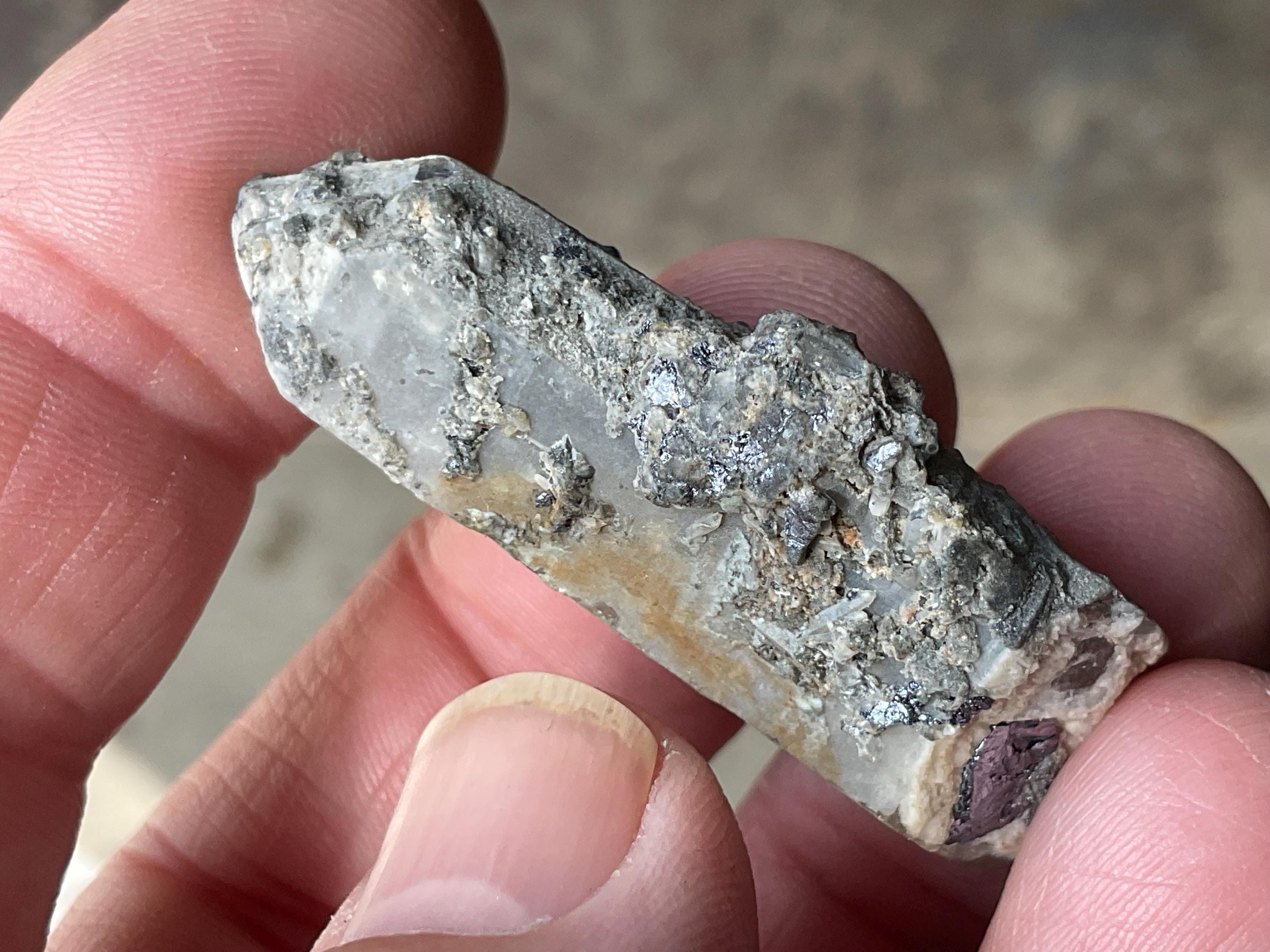 16g Molybdenite on Quartz Point Specimen 1B from Deepwater, Australia