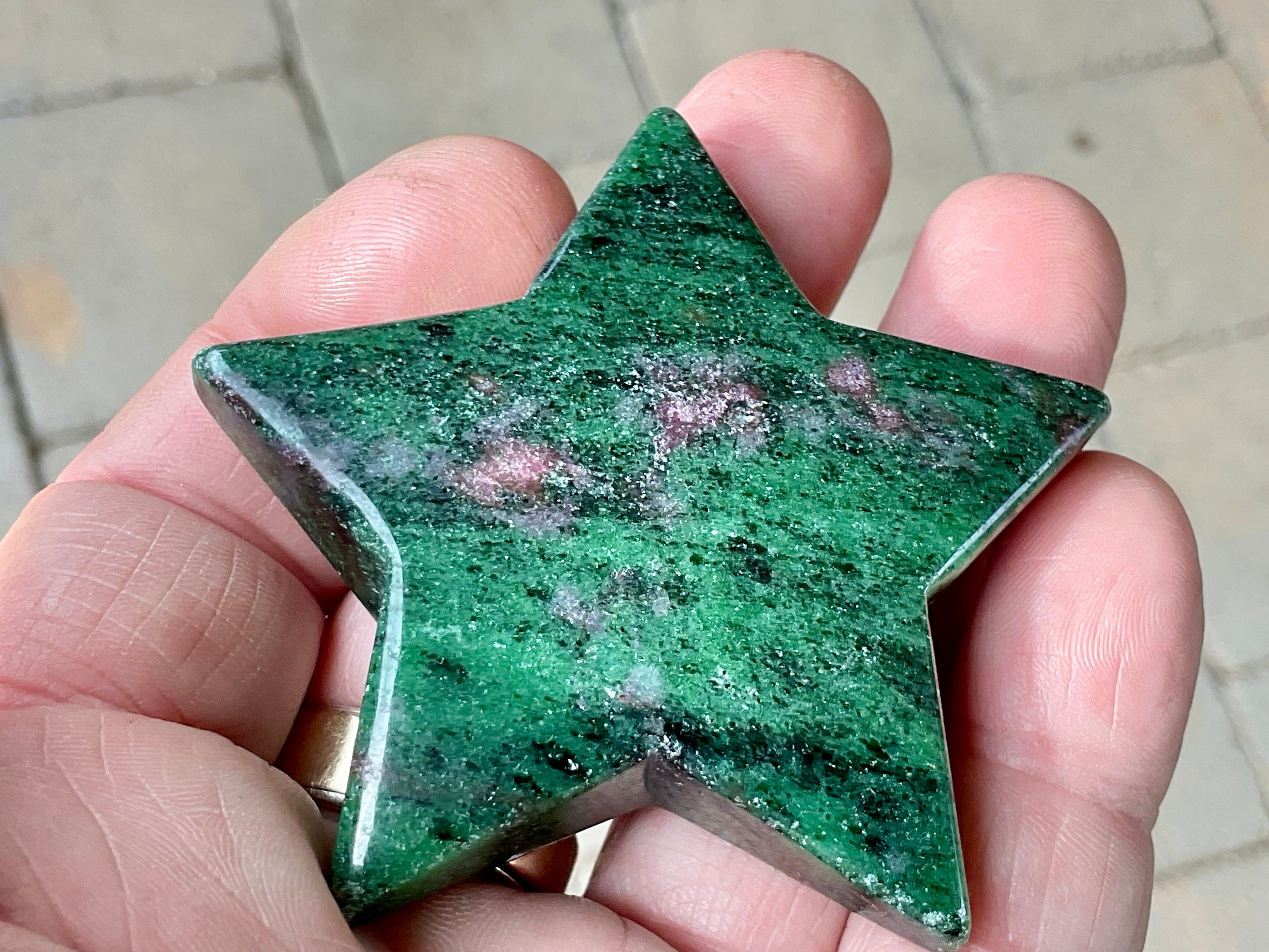 78g Ruby in Zoisite Polished Star 2D
