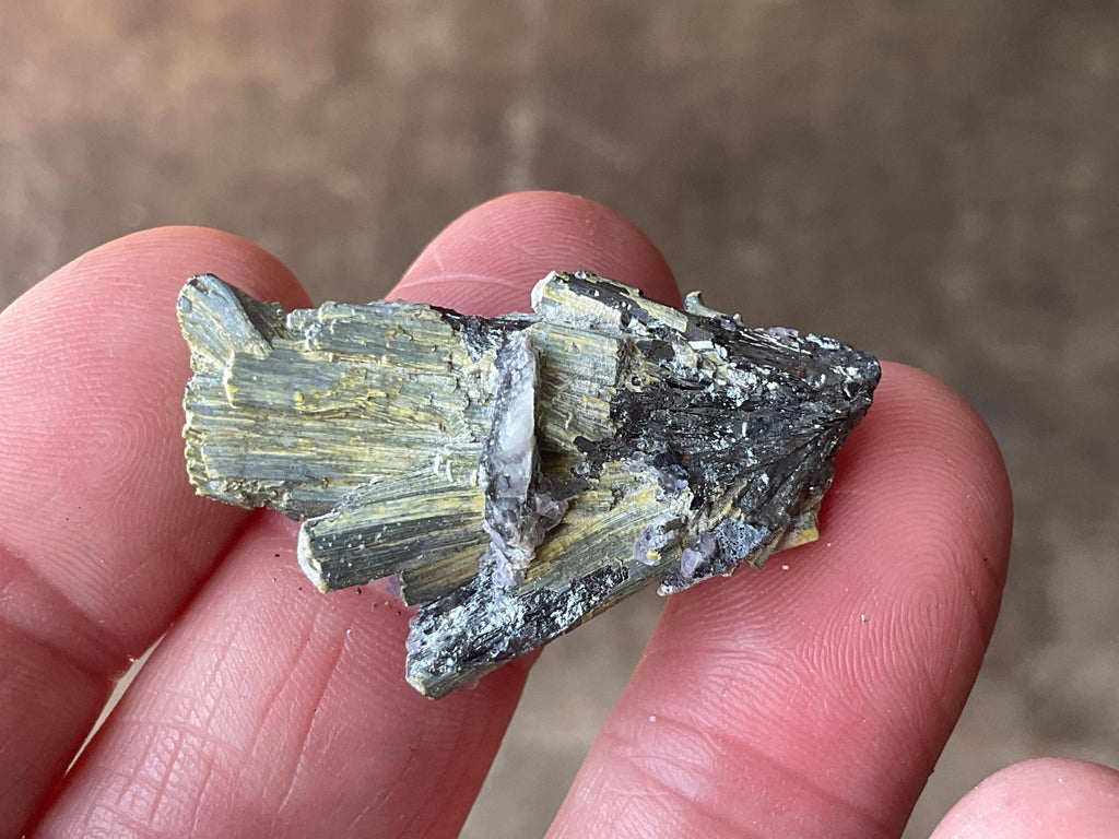 12g Botryoidal Fluorite with Valentinite on Stibnite Specimen 4A from Jiangxi, China