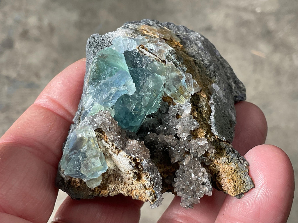 96g Pale Blue/Green Fluorite on Quartz Sphalerite Specimen Specimen 1B from Fujian, China