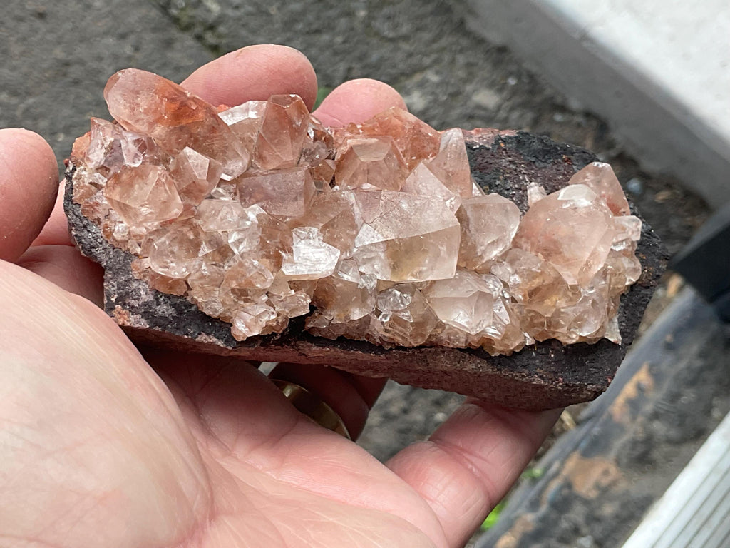 266g Blocky Calcite on Hematite Quartzite Specimen 3A from Hubei, China
