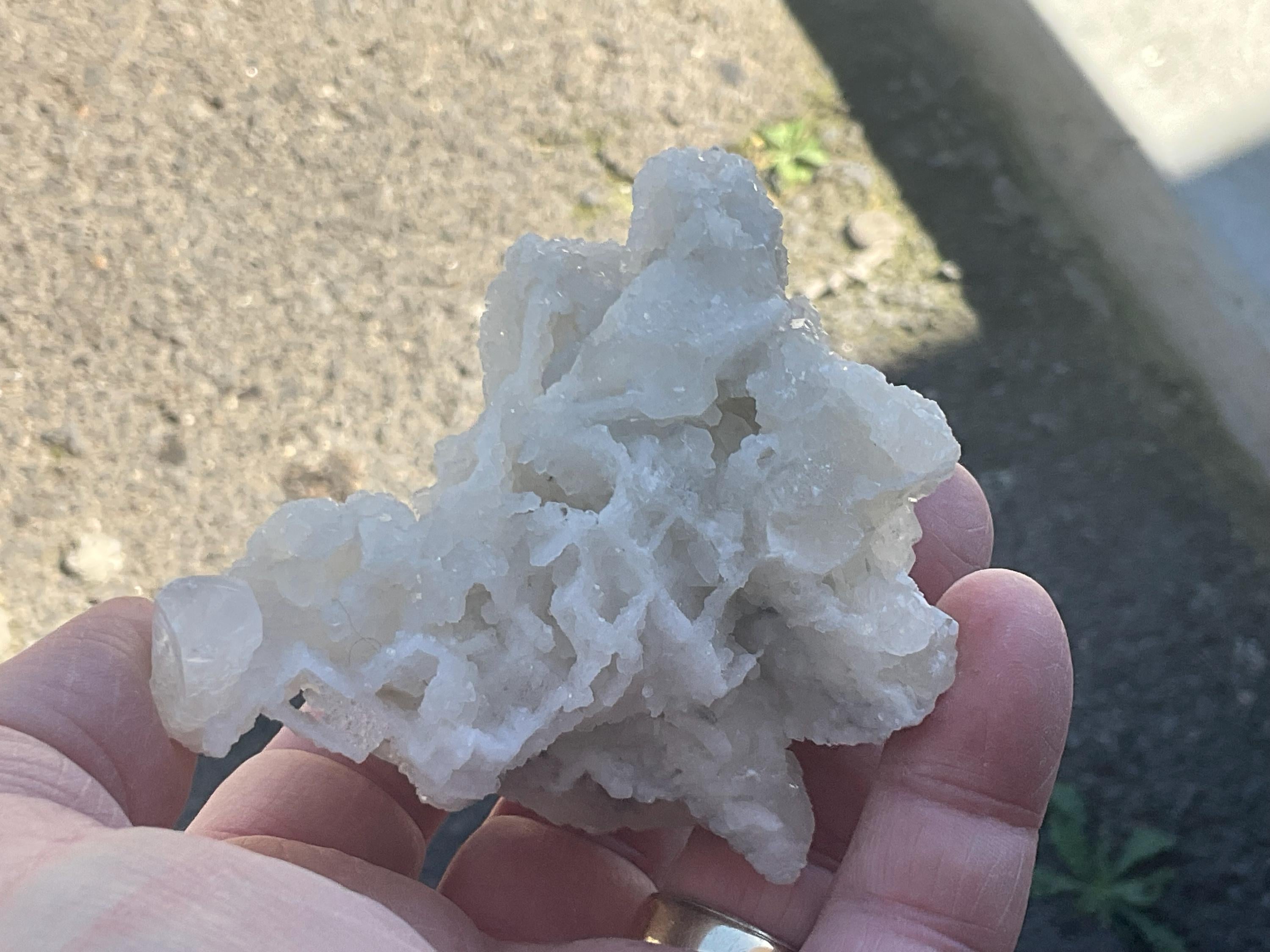 166g Calcite on White Sphalerite Lattice Specimen from Hunan, China