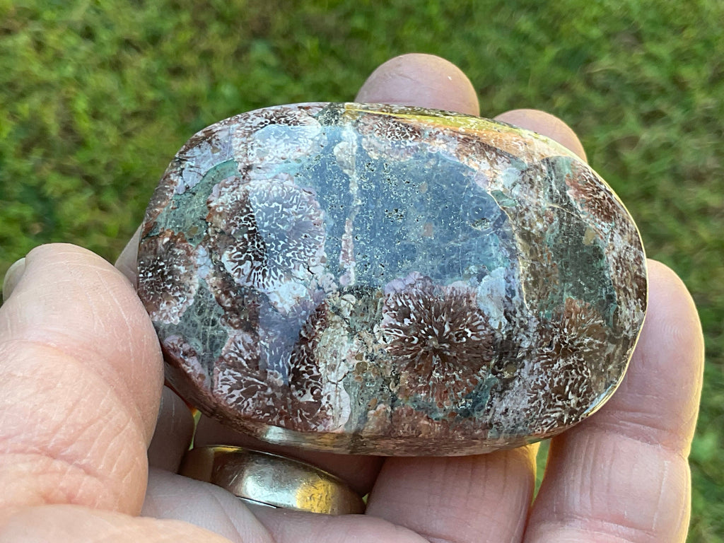 100g Green Cherry Blossom Jasper Palmstone 10C