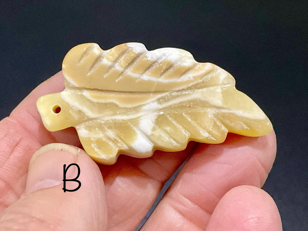 Orange Banded Calcite Drilled Leaf Pendant Group 3