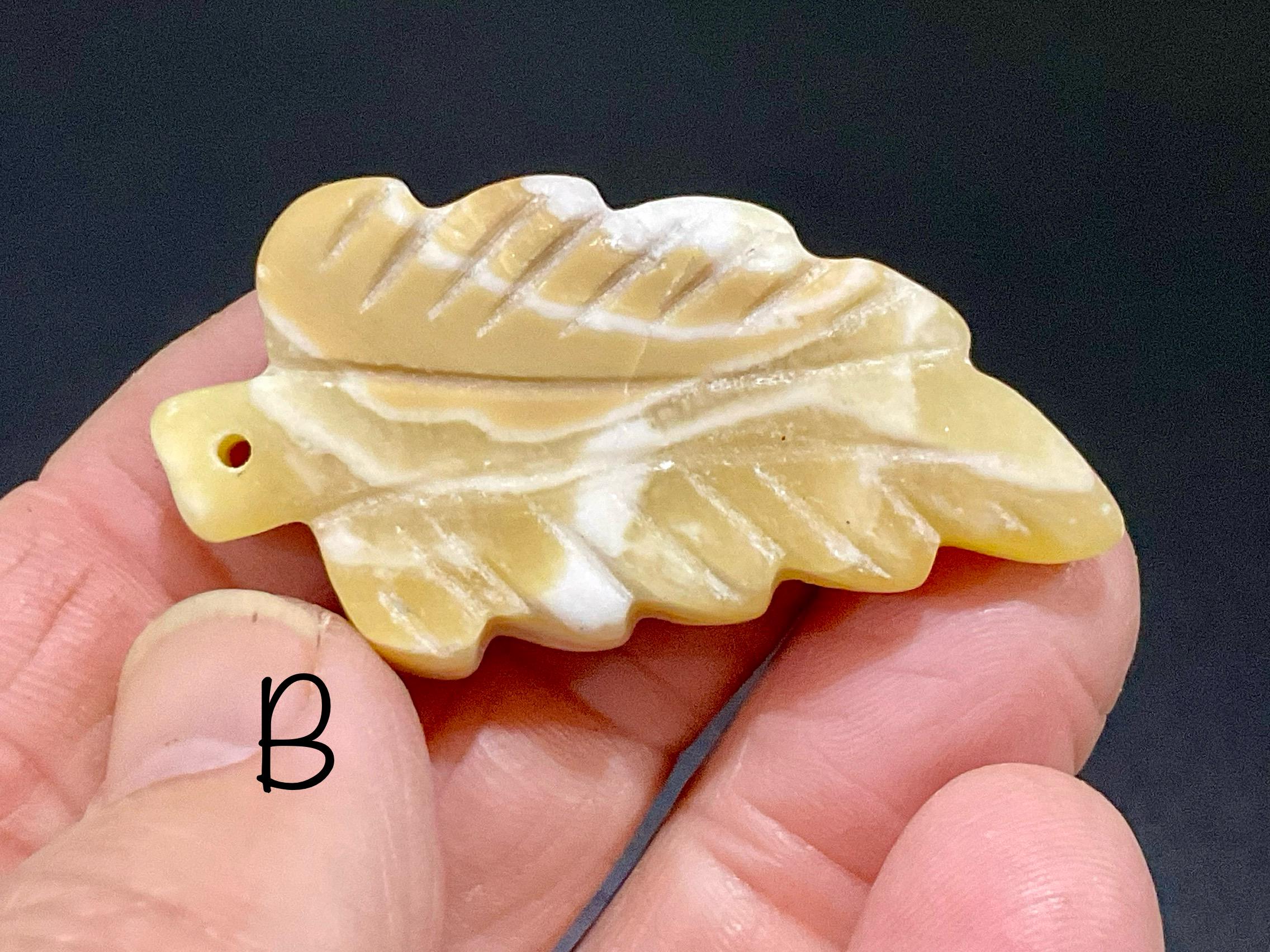 Orange Banded Calcite Drilled Leaf Pendant Group 3