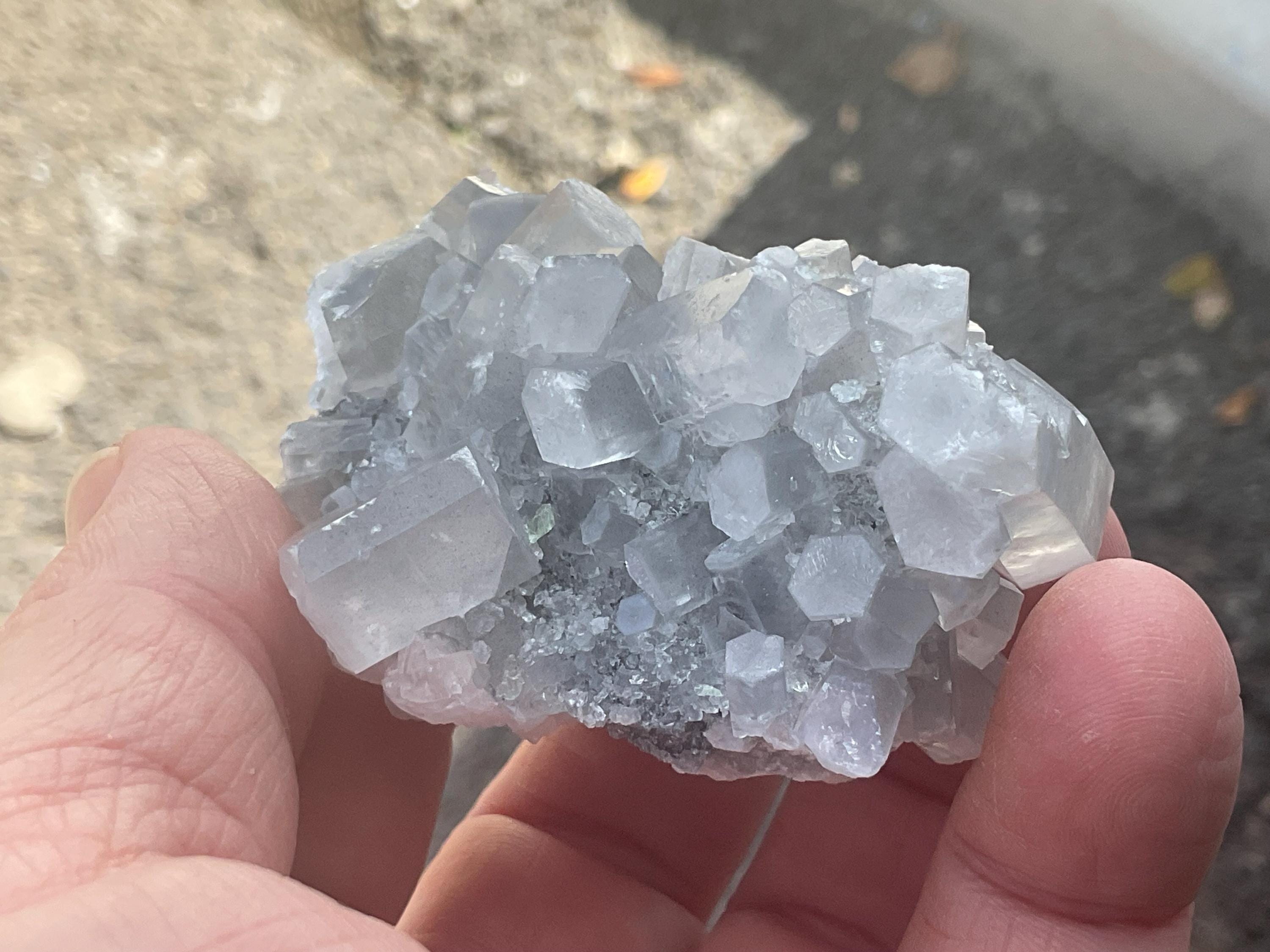 100g Clear Columnar Calcite with Quartz Specimen 1B from Fujian, China