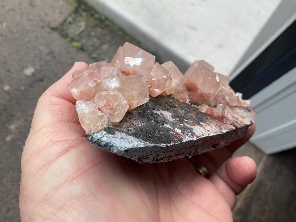 278g Blocky Calcite on Hematite Quartzite Specimen 3B from Hubei, China