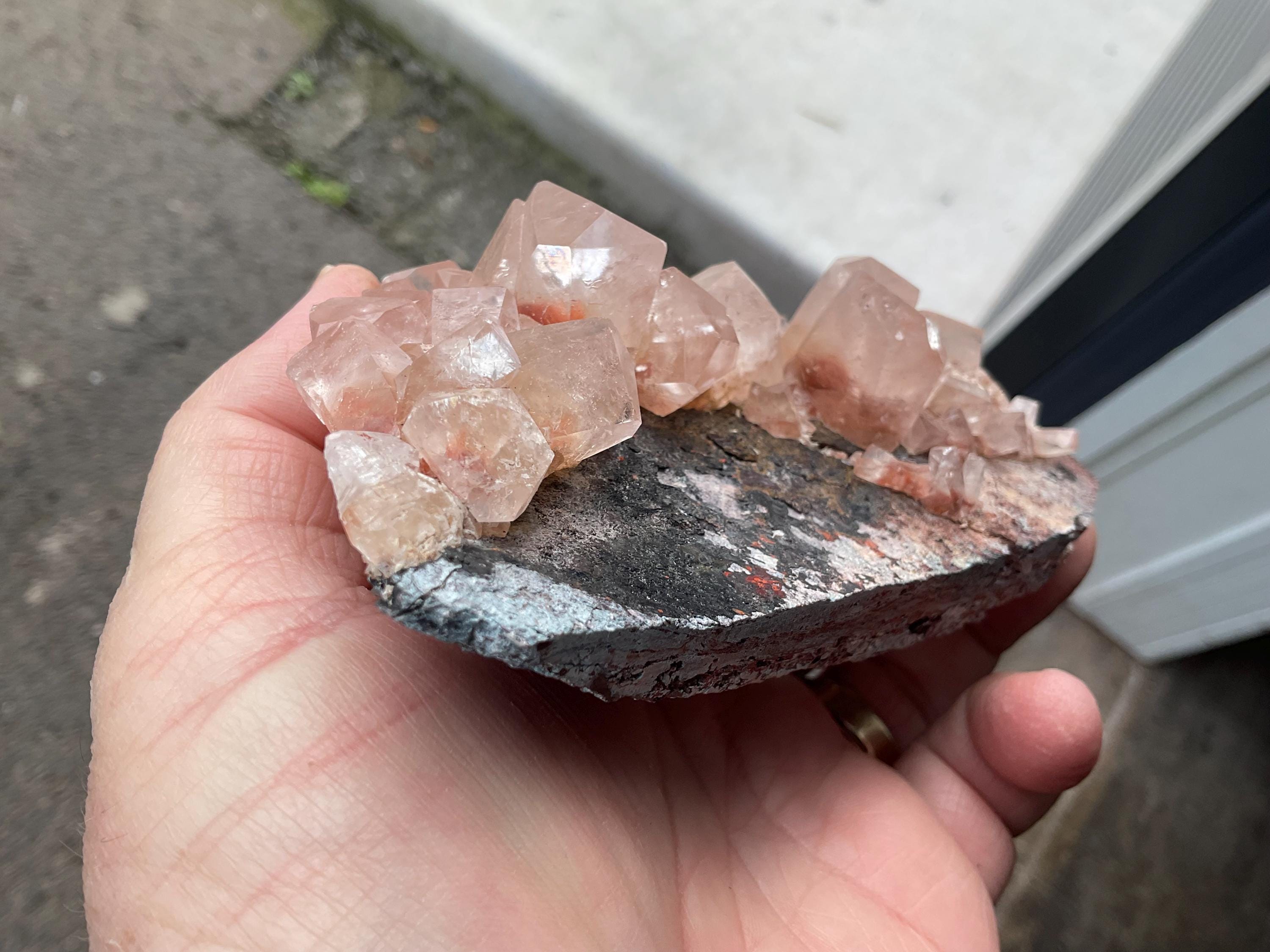 278g Blocky Calcite on Hematite Quartzite Specimen 3B from Hubei, China
