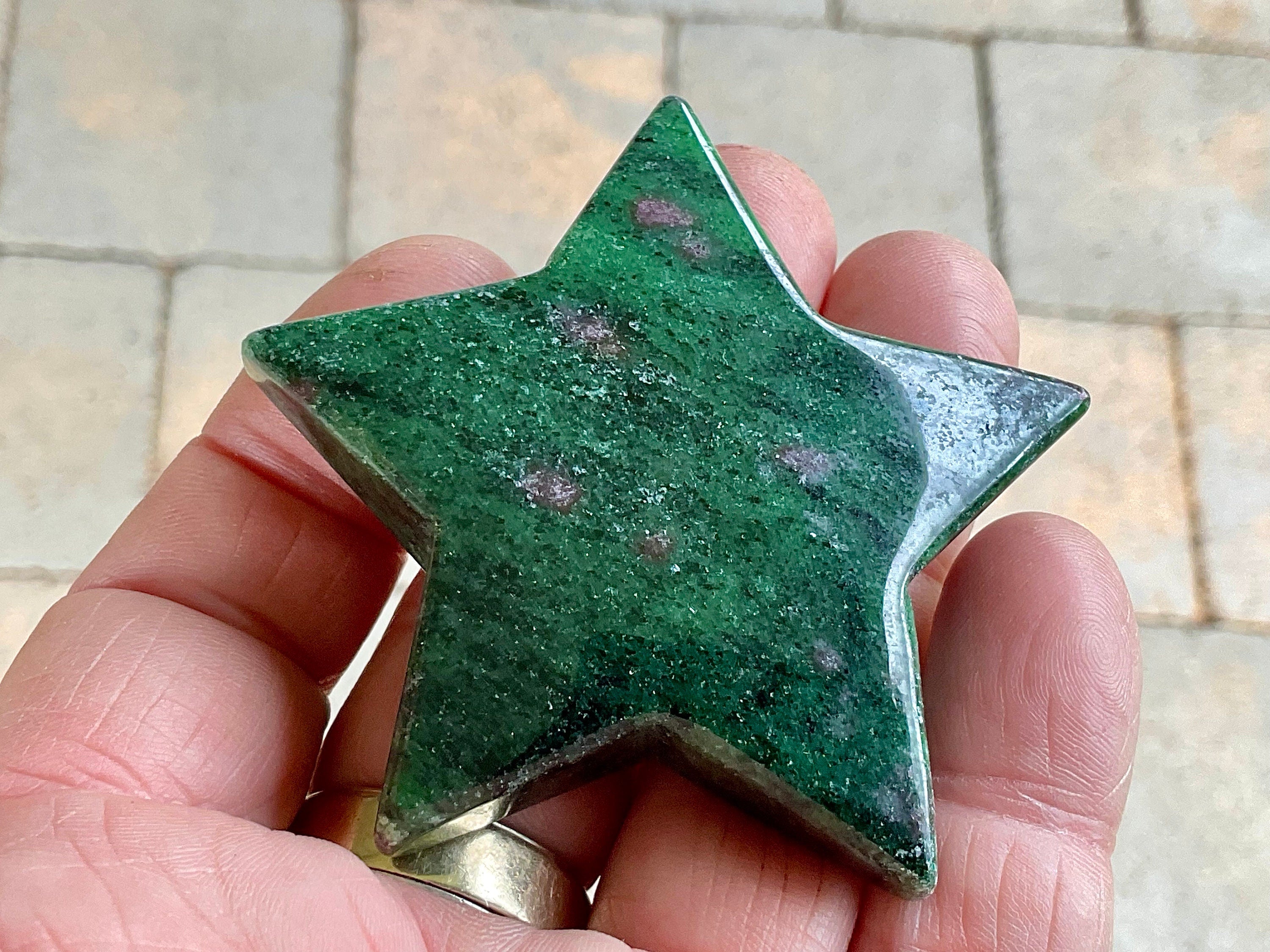 78g Ruby in Zoisite Polished Star 2D