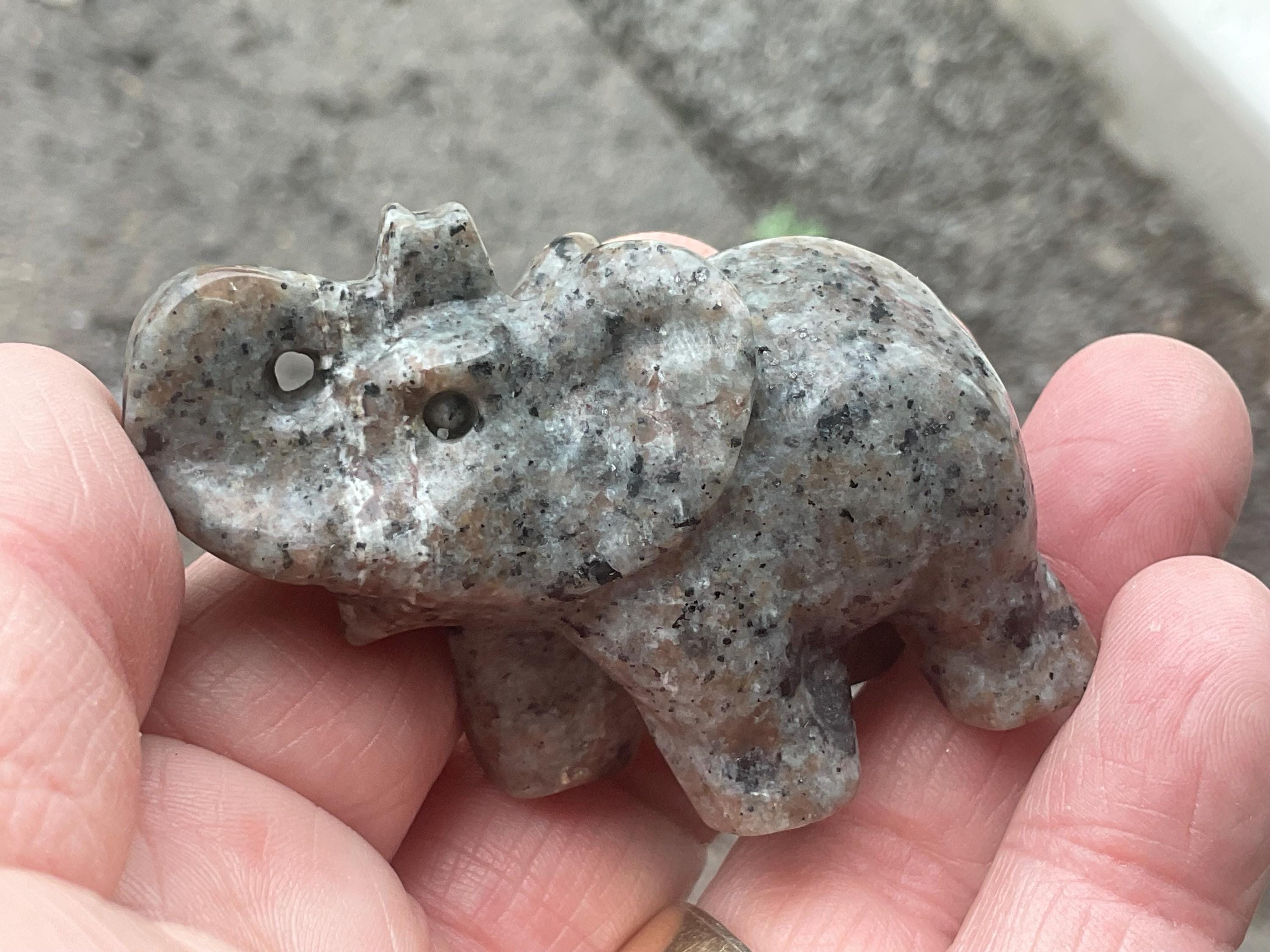 76g Syenite with Sodalite (Yooperlite) Elephant Carving B